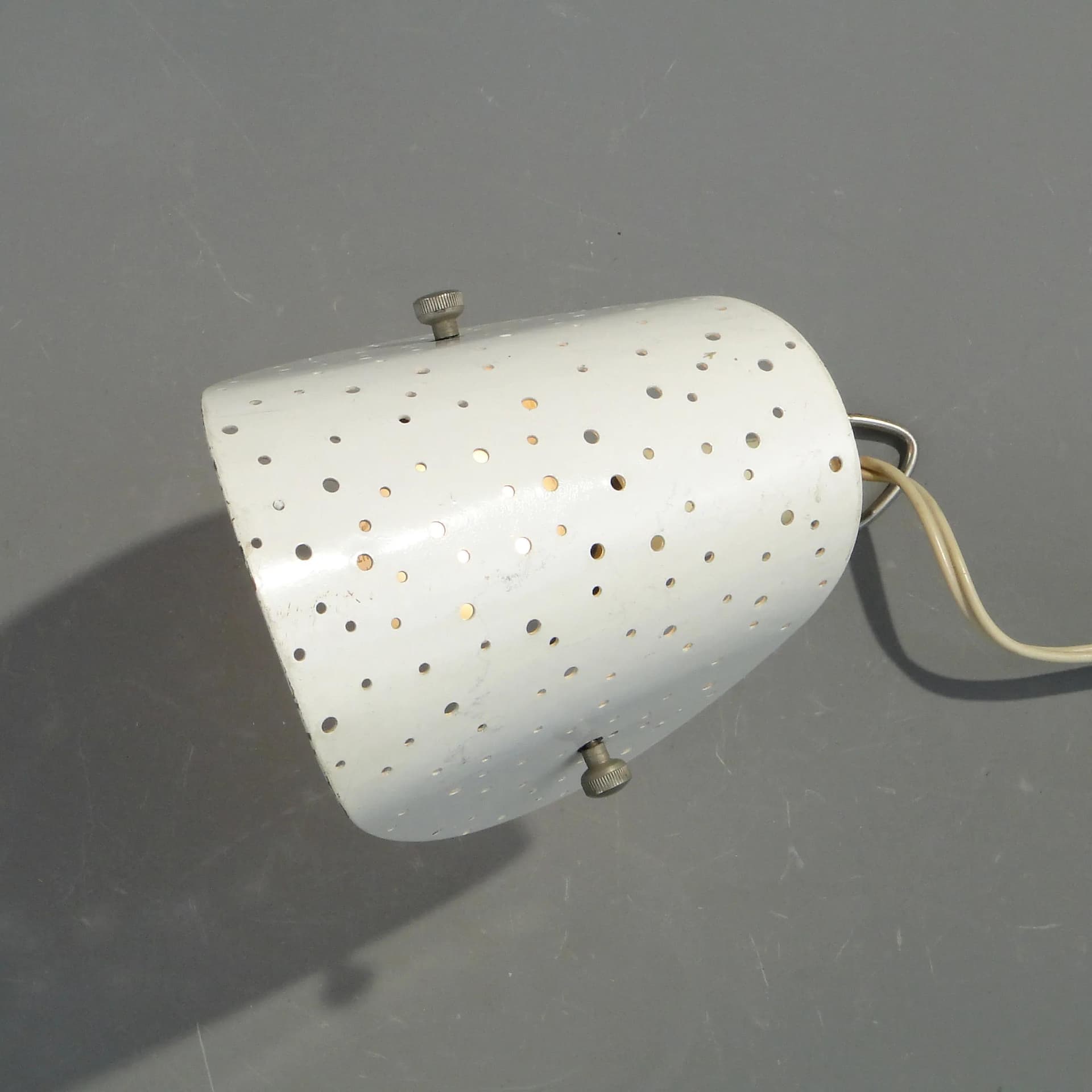 Table-wall lamp, ivory white metal, black metal accents, by A. Gałecki, Poland, 1960s - 163386