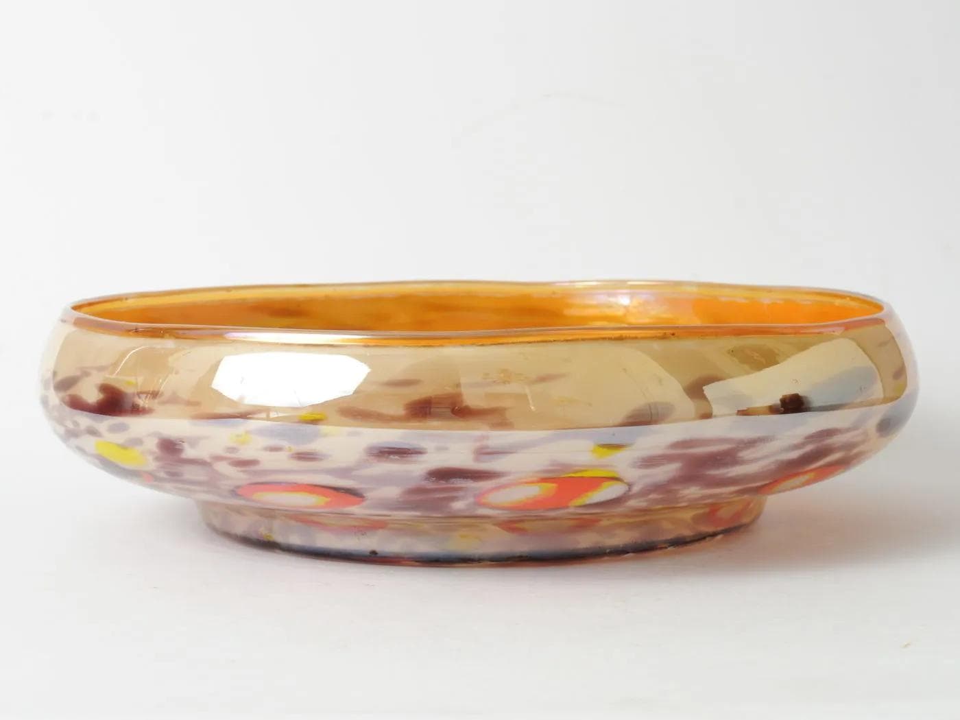 Centerpiece Bowl, Wilhelm Kralik Sohn, multicolor glass, Czechoslovakia, 1920s. - 161638