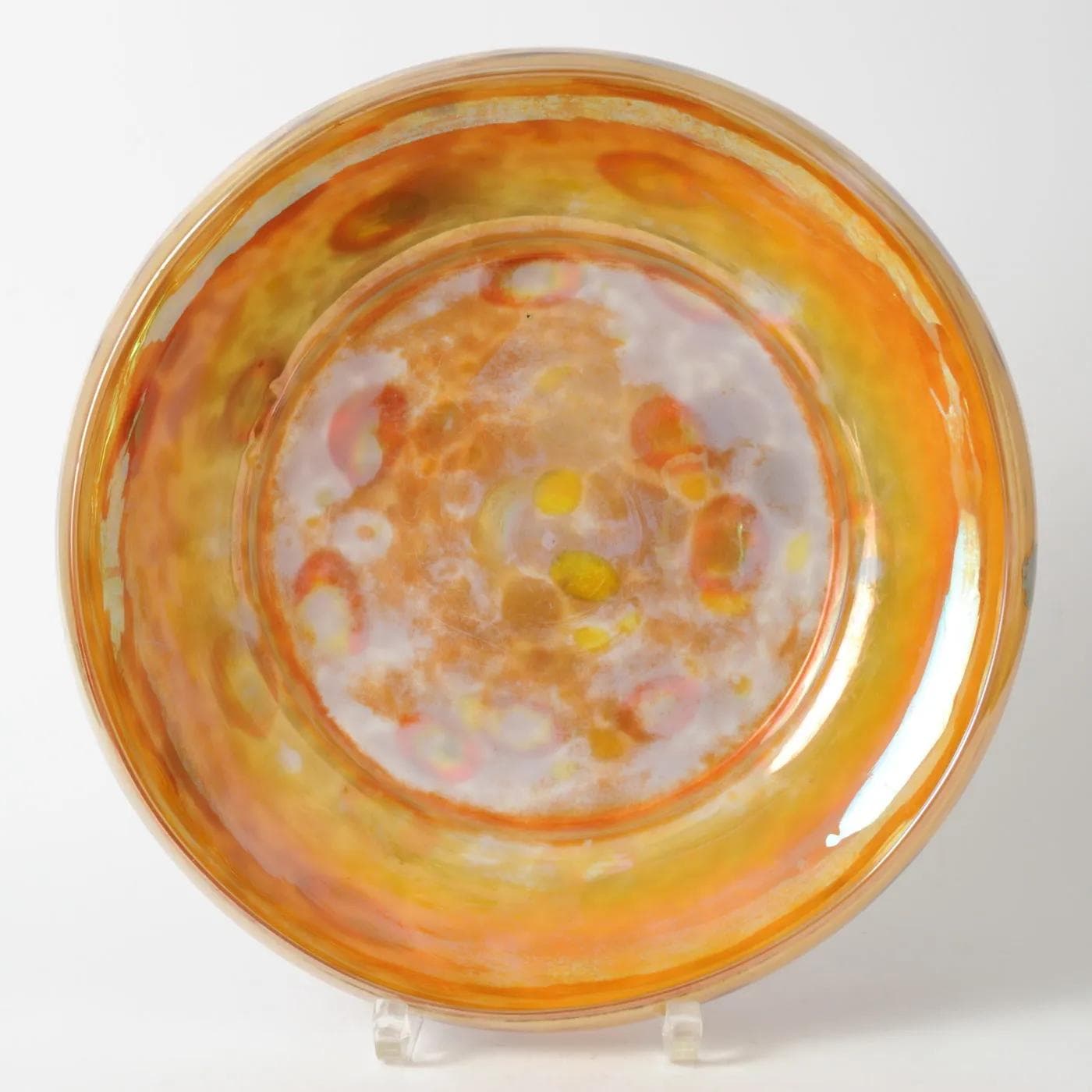 Centerpiece Bowl, Wilhelm Kralik Sohn, multicolor glass, Czechoslovakia, 1920s. - 161641