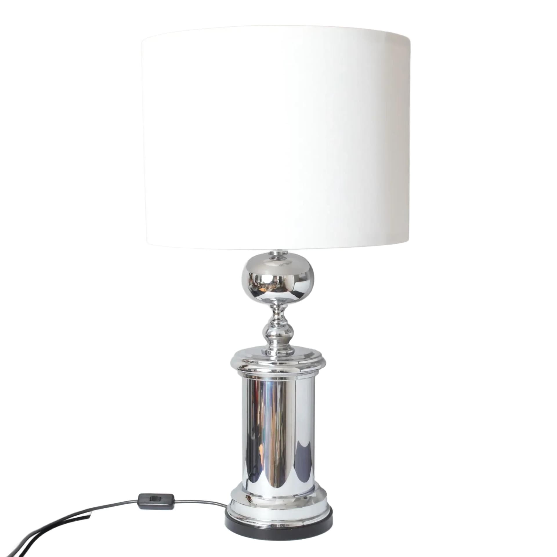 Table lamp, silver chrome metal, Germany, 1970s.