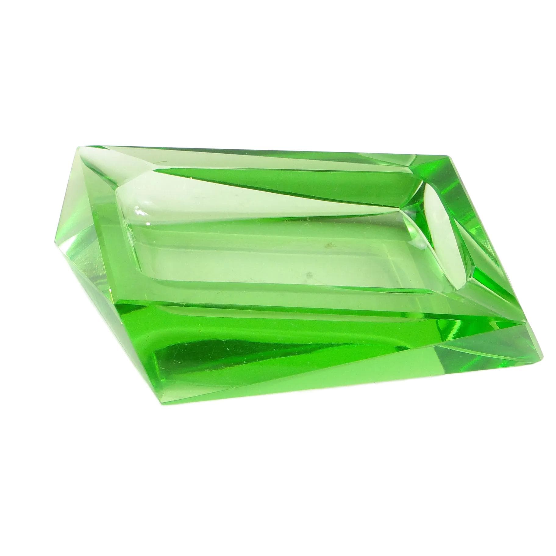 Ashtray Art Deco, green, crystal, Czech Republic, 1930s.