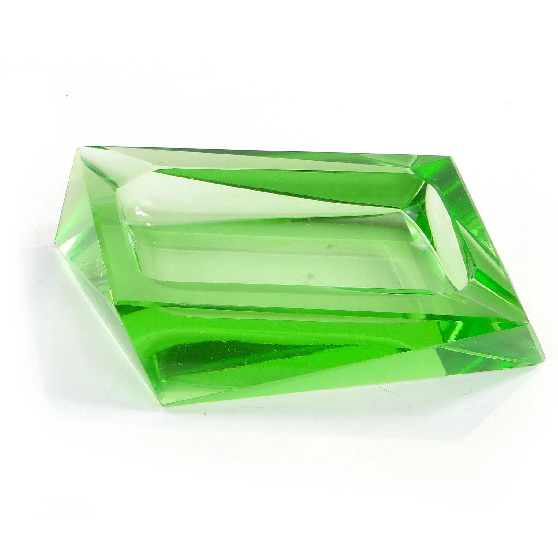 Ashtray Art Deco, green, crystal, Czech Republic, 1930s. - 10481