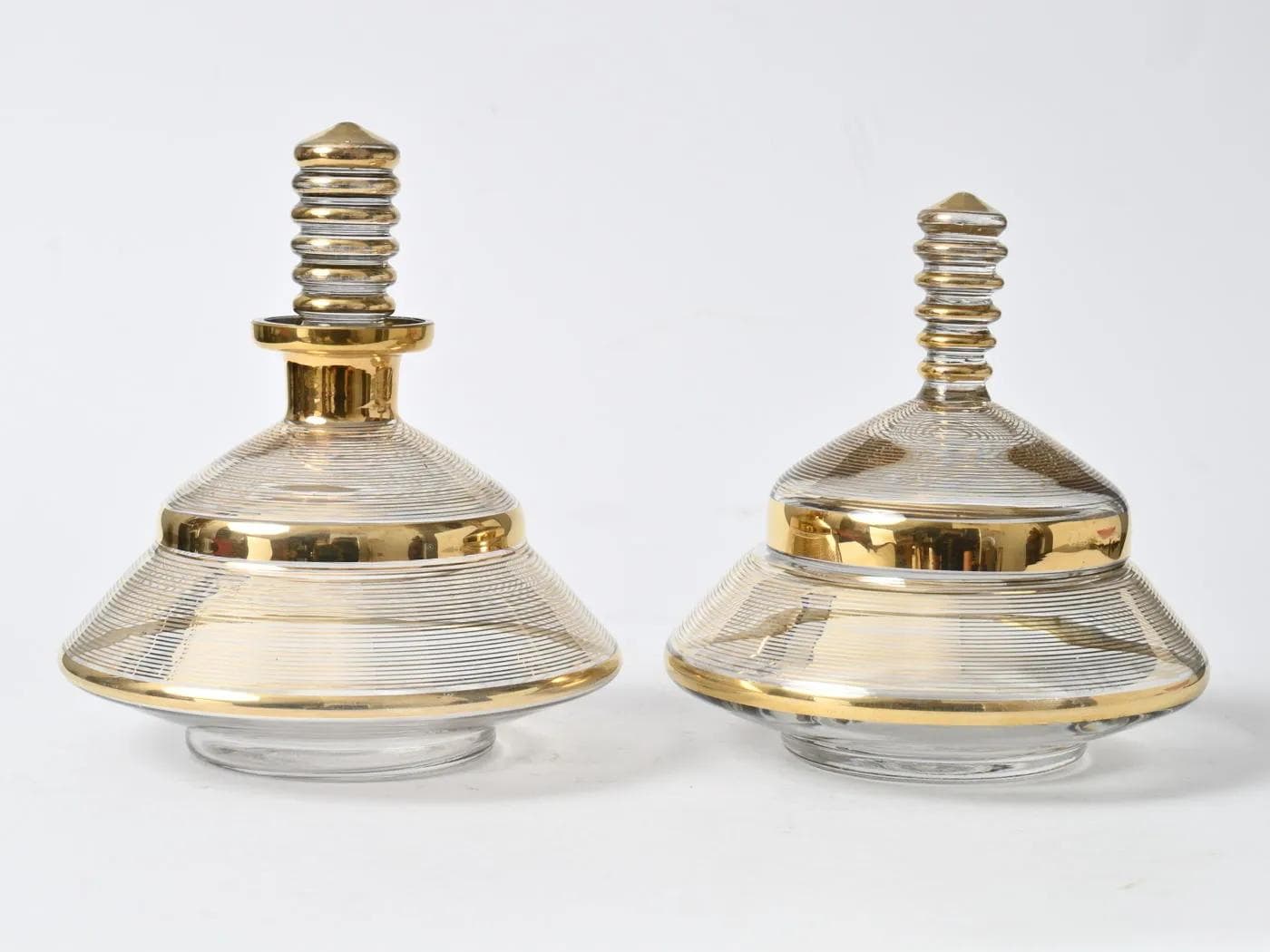 Zestaw toaletowy art déco, szkło transparentne, Rupel Boom, Belgia, lata 30. - 161583