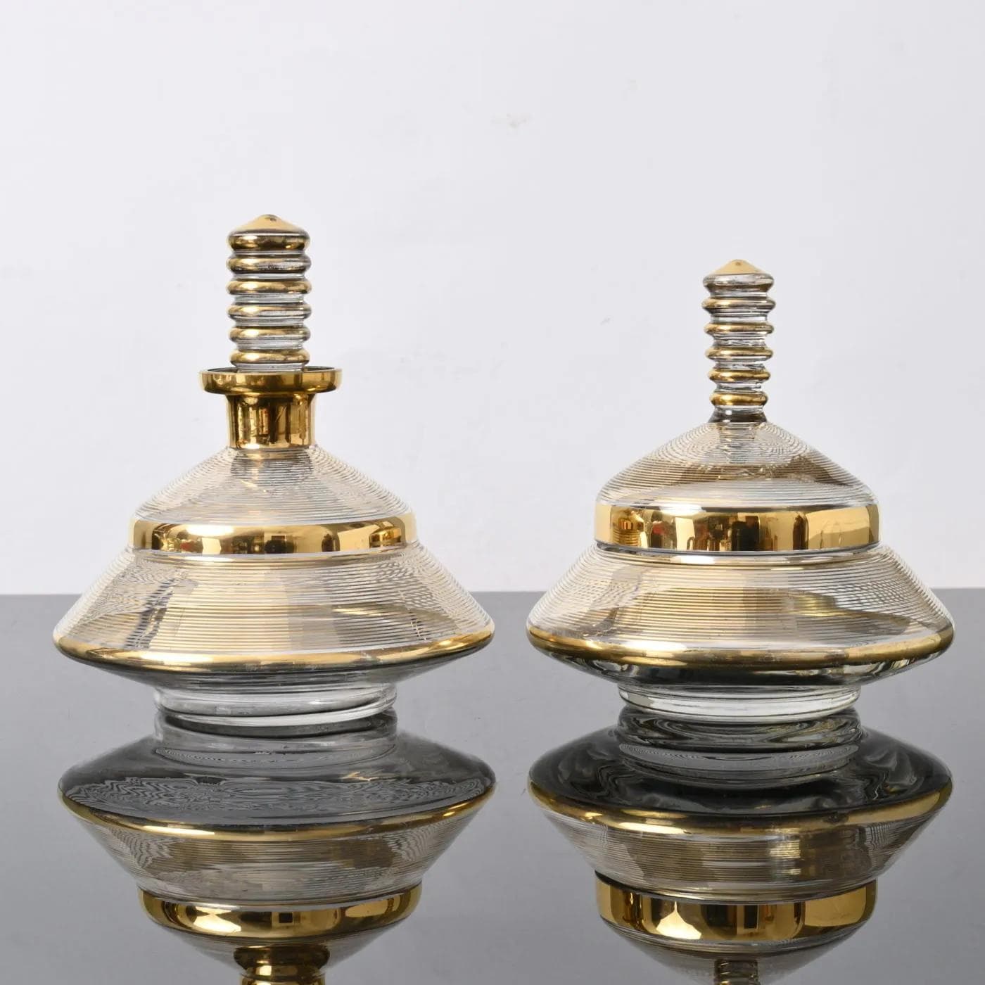 Zestaw toaletowy art déco, szkło transparentne, Rupel Boom, Belgia, lata 30. - 161584