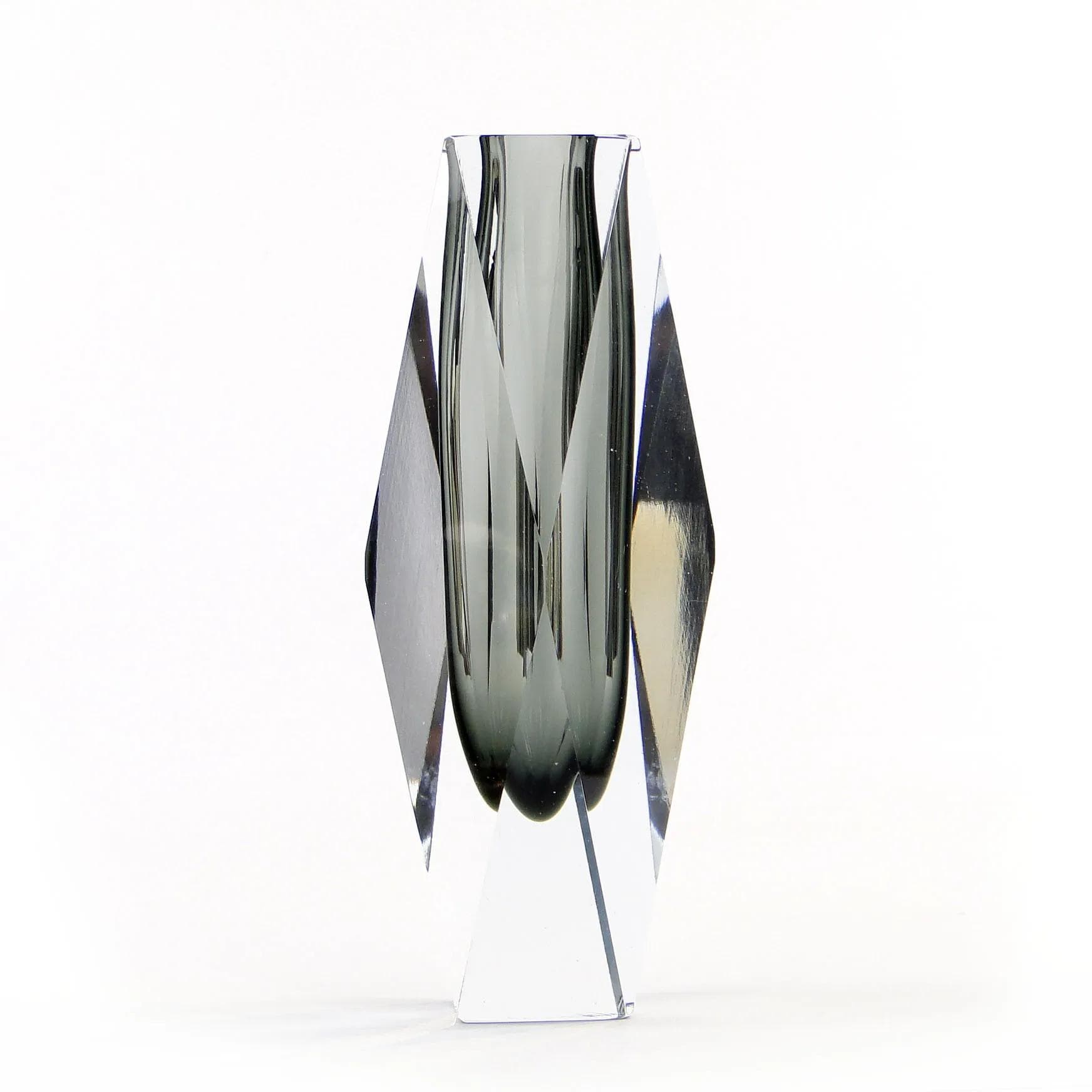 Wazon kryształowy, szary, Niemcy, lata 50. - 10473