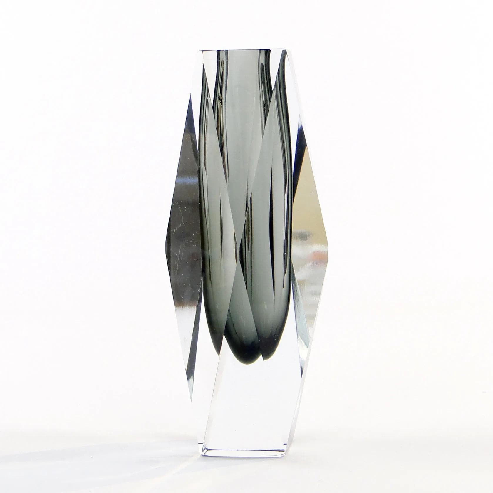 Wazon kryształowy, szary, Niemcy, lata 50. - 10475