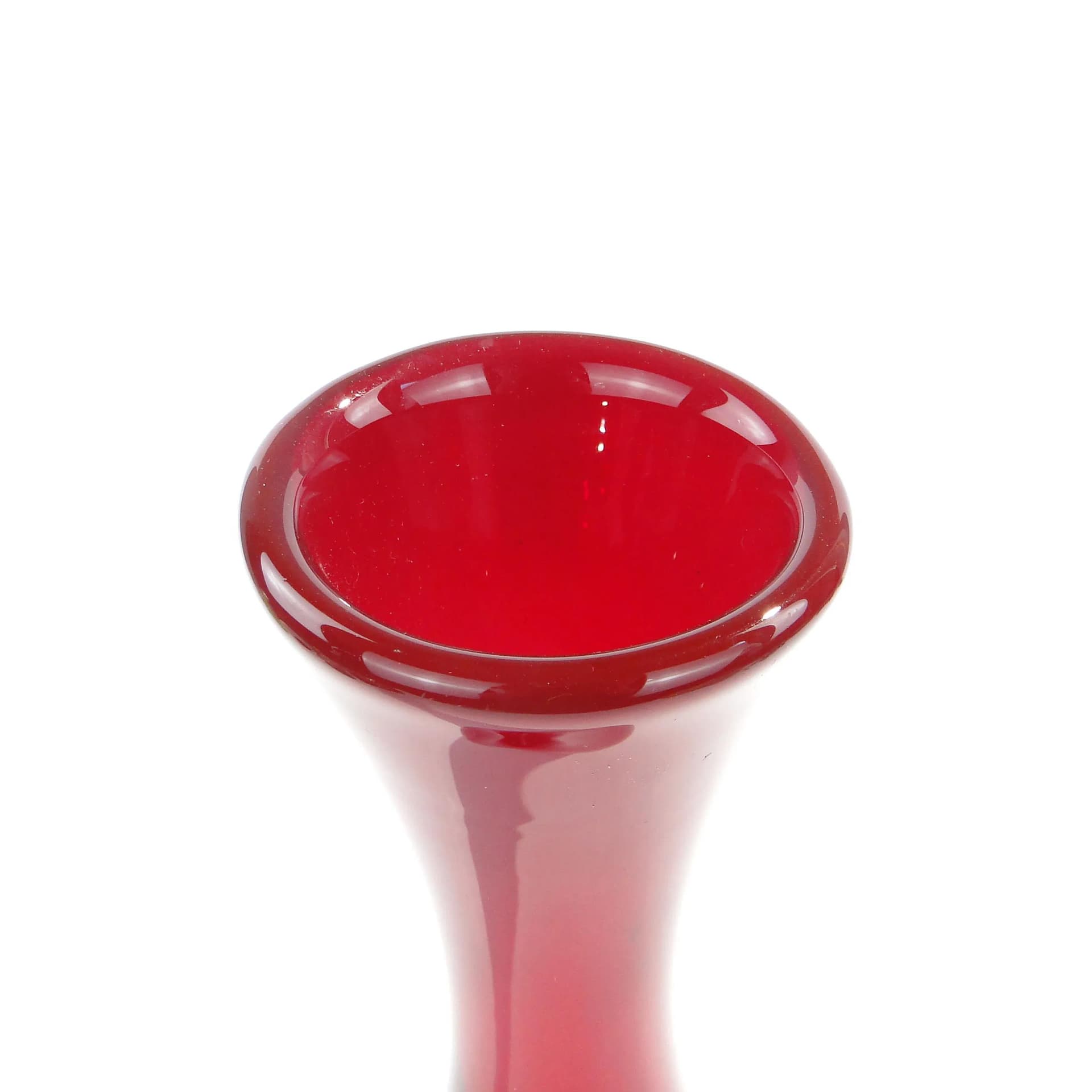 Wazon New Look, szkło czerwony, Huta Wołomin, Polska, lata 70. - 163351