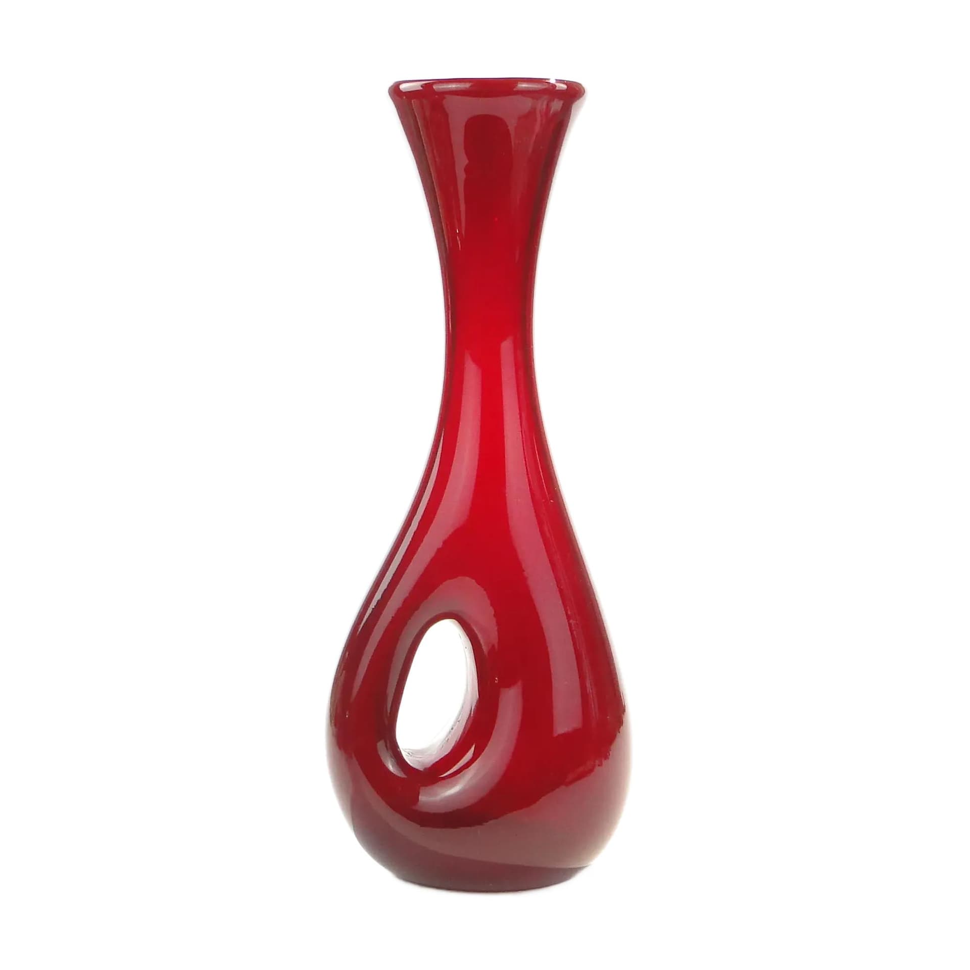 Wazon New Look, szkło czerwony, Huta Wołomin, Polska, lata 70.