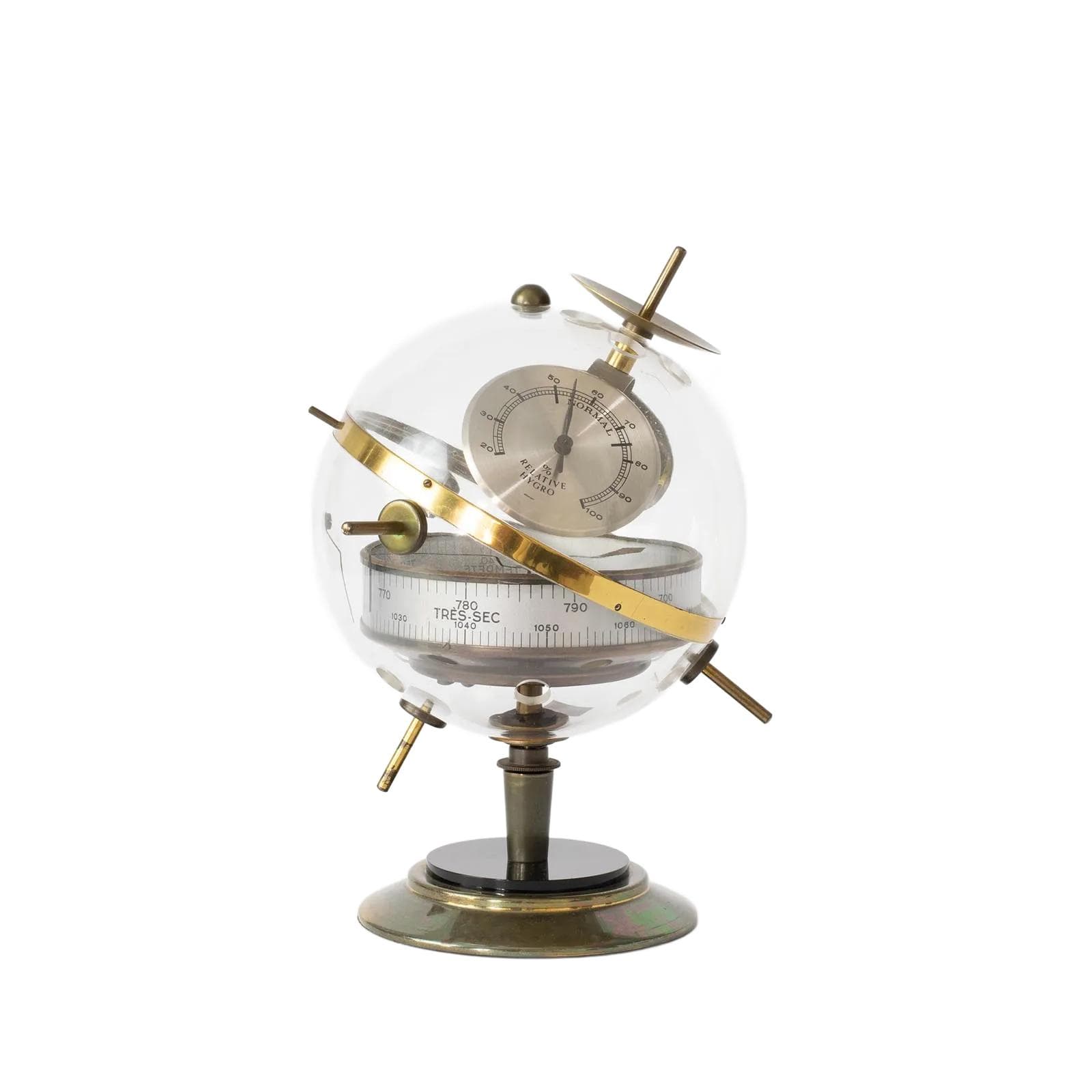 Weather station Sputnik, black, yellow, transparent, metal, plastic, Germany, 1980s.