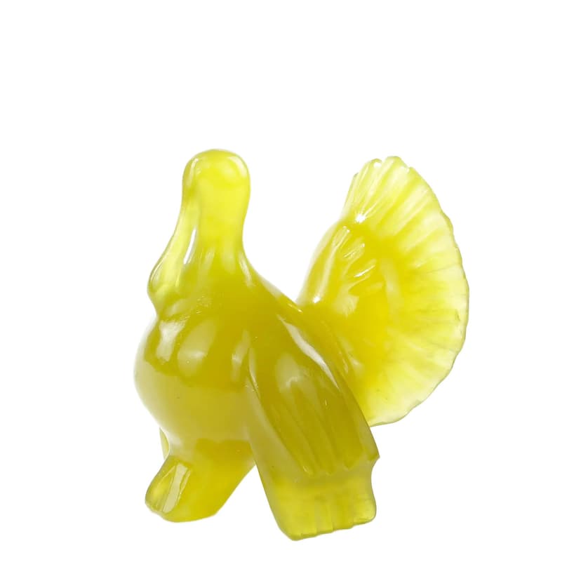 Figurka indyka, jadeit zielony, Chiny, lata 50.