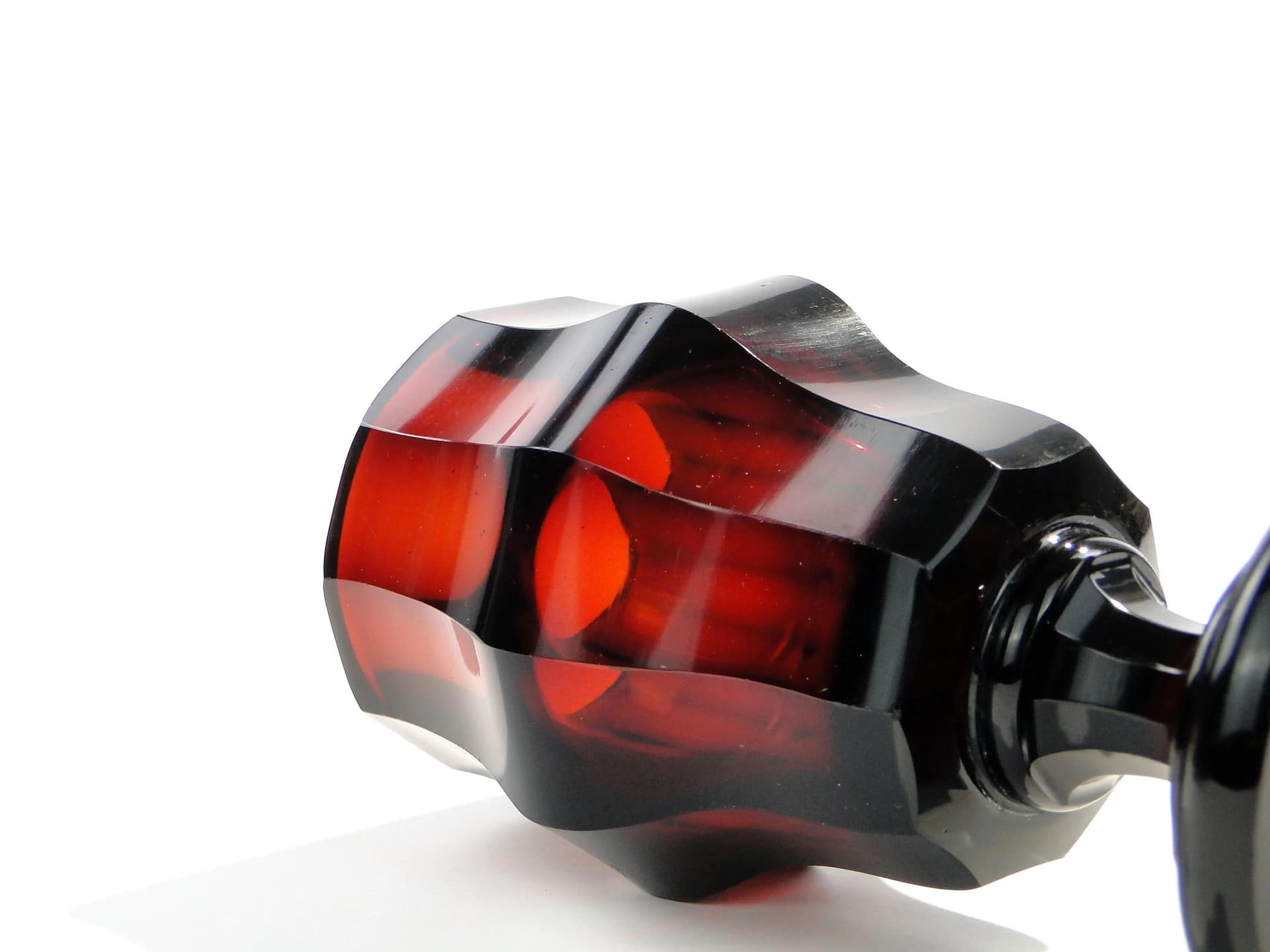 Wazon art déco, rubinowy, kryształ, Polska, lata 40. - 163314