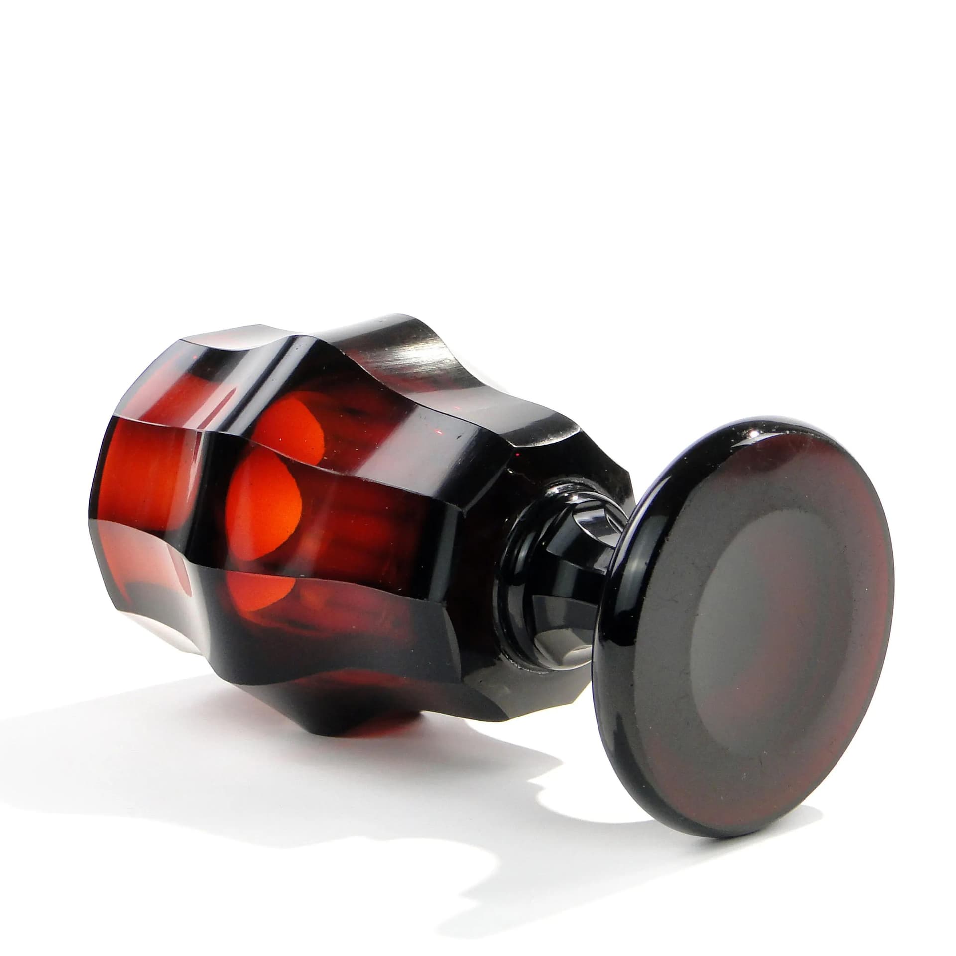 Wazon art déco, rubinowy, kryształ, Polska, lata 40. - 163312