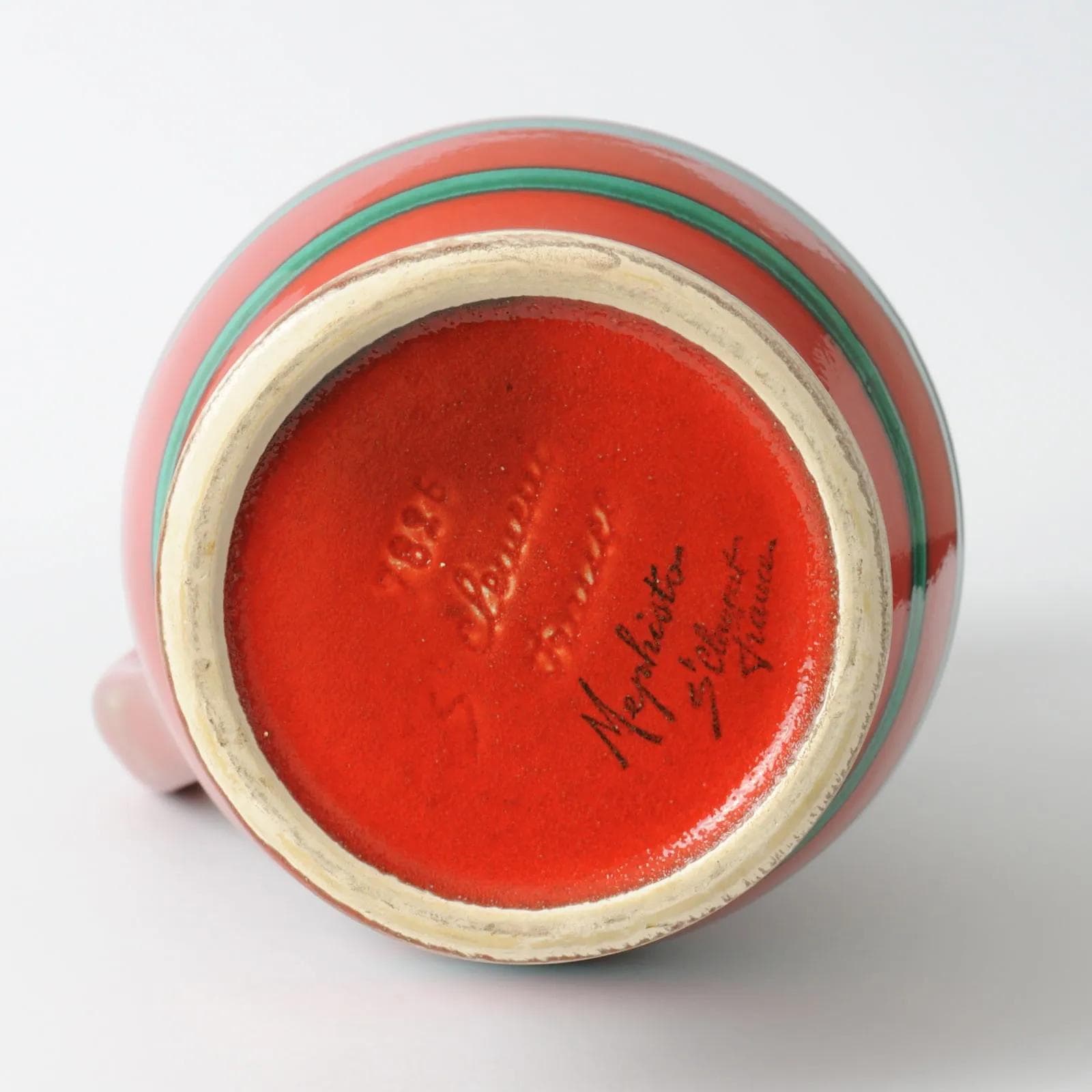 Dzban Mephisto, czerwony zielony, ceramika, Saint Clement, Francja, lata 60. - 161529