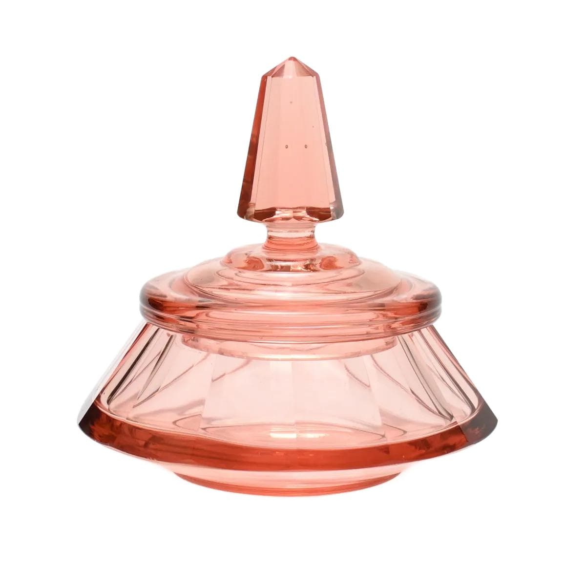 Box Art Deco, pink crystal, Czechoslovakia, 1930s.