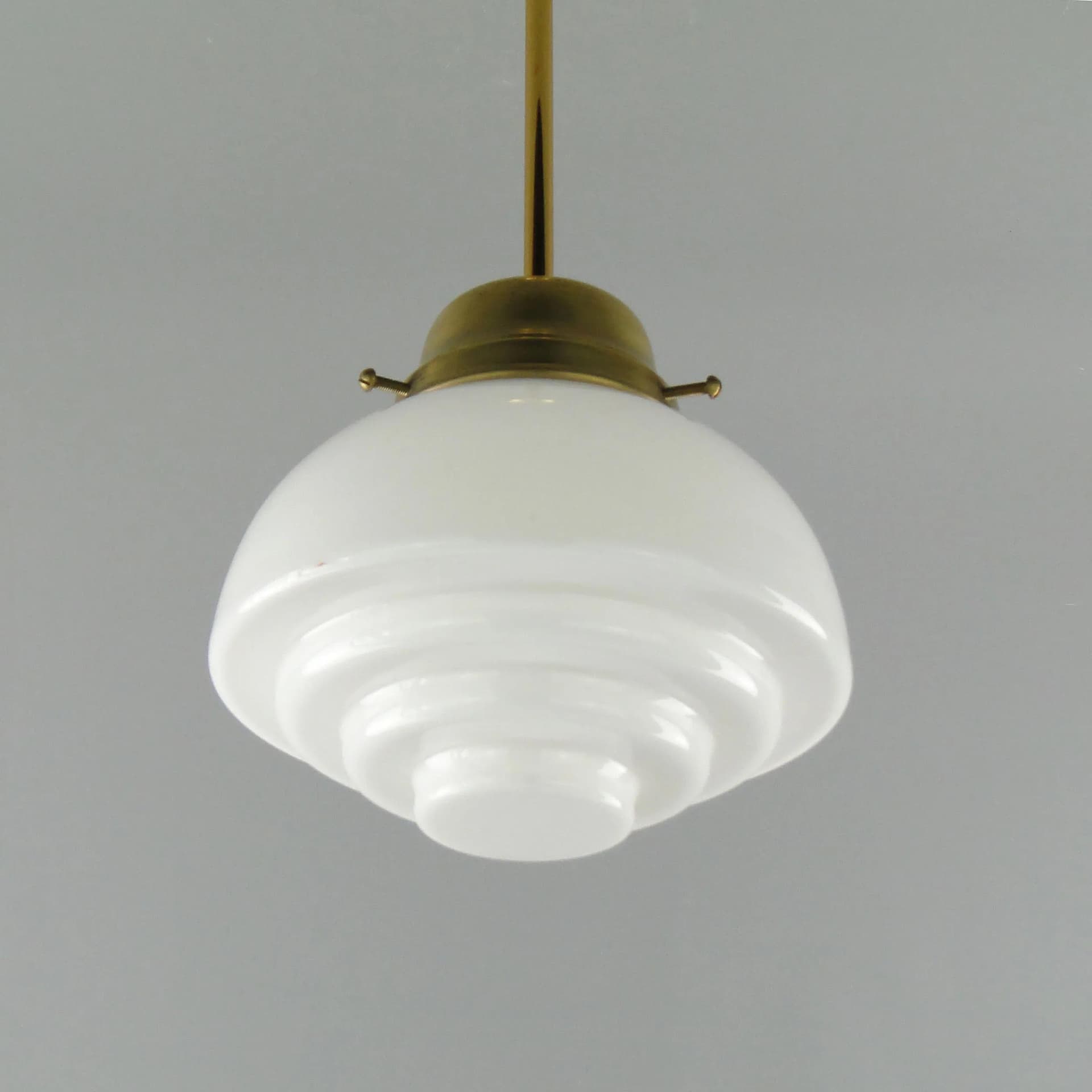 Pendant Lamp Art Deco, white glass, Poland, 1920s. - 163269
