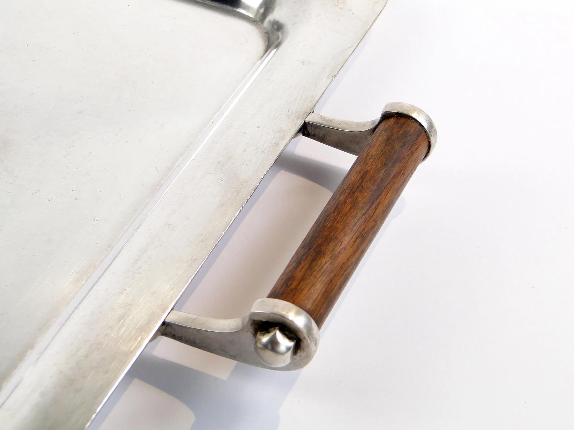 Taca Art déco, mosiądz srebrzony, uchwyty heban, Norblin, Polska, lata 20. - 10450