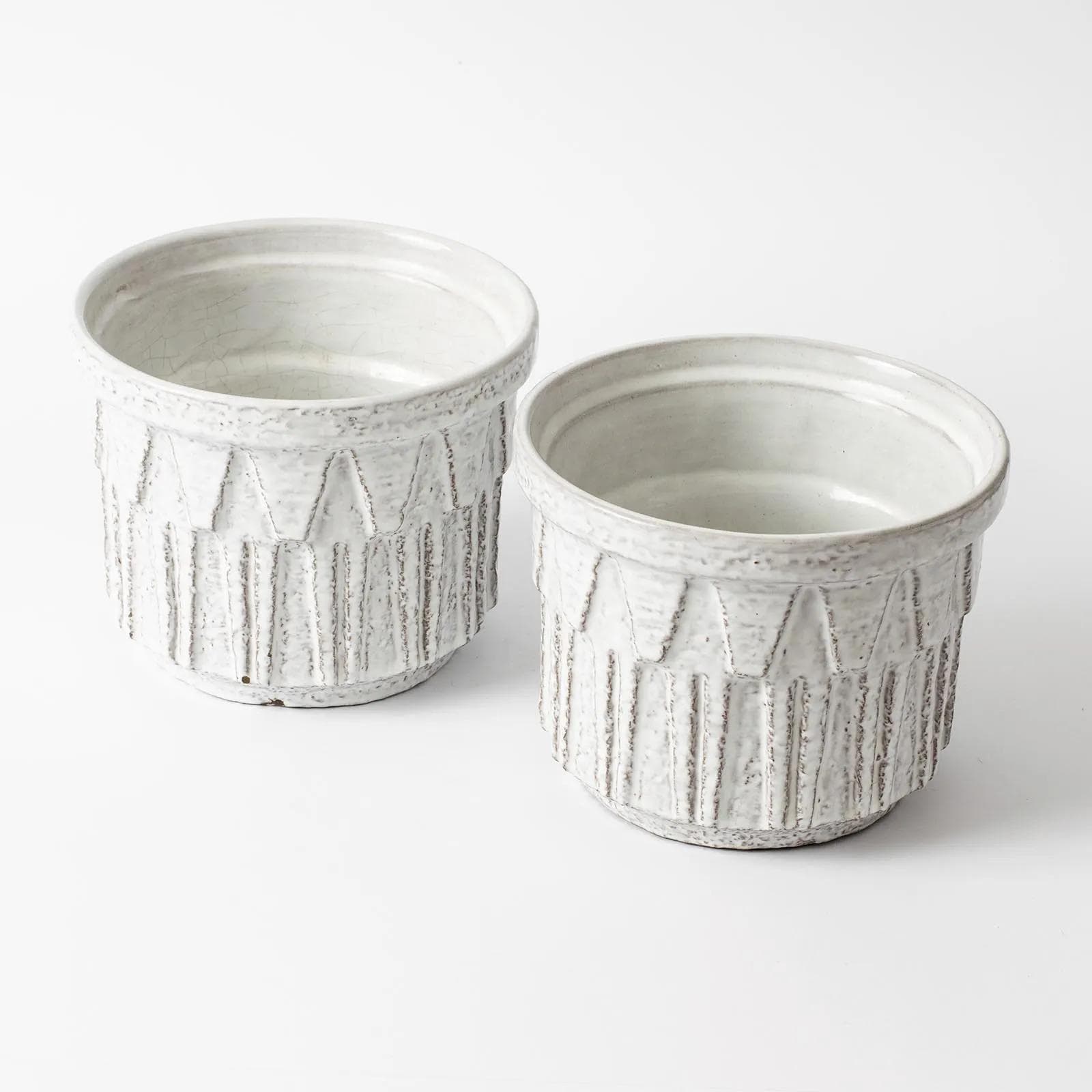 Para osłonek na doniczkę Alpha, biały, kamionka, Ceramano, Niemcy, lata 70. - 161449