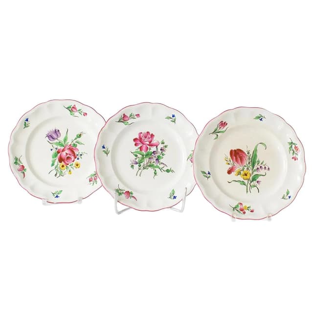 Komplet trzech talerzy, Luneville, fajans biały, Francja, XIX w. - WYMIARY