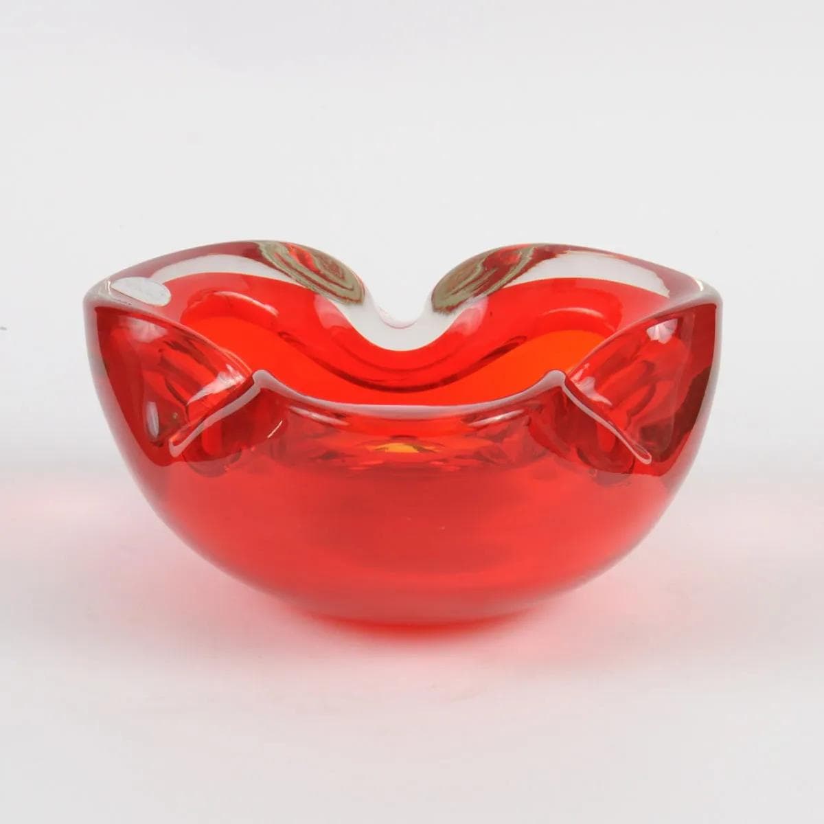Popielnica Murano, czerwony, szkło, Włochy, lata 60. - 161401