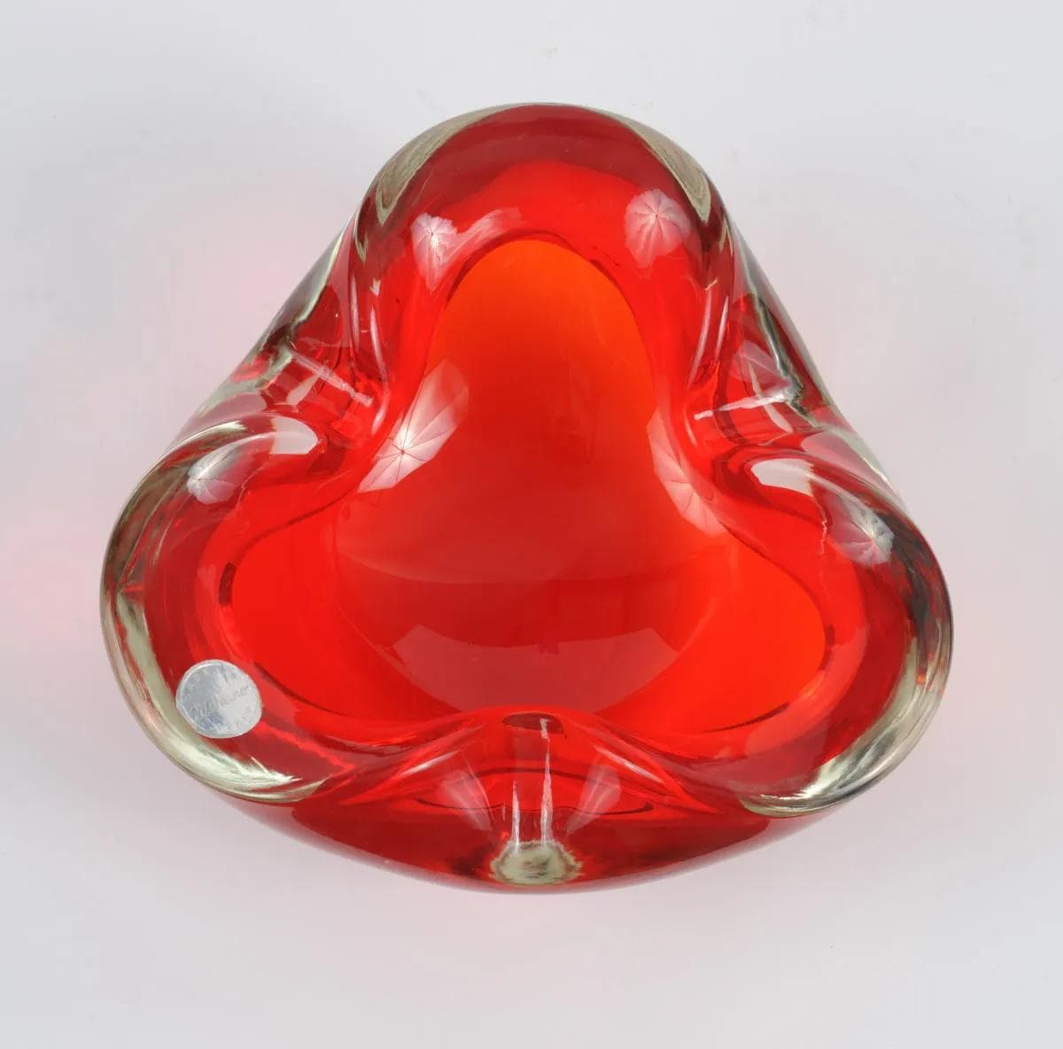 Popielnica Murano, czerwony, szkło, Włochy, lata 60. - 161402