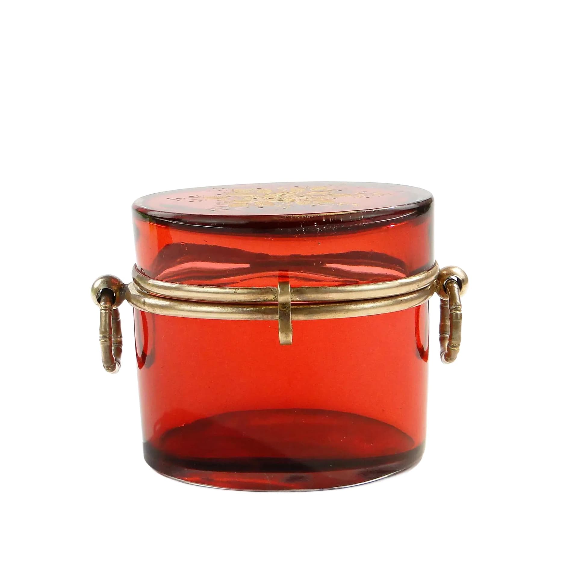 Elliptical Box Biedermeier, red, crystal glass, Czech Republic, 19th c.
