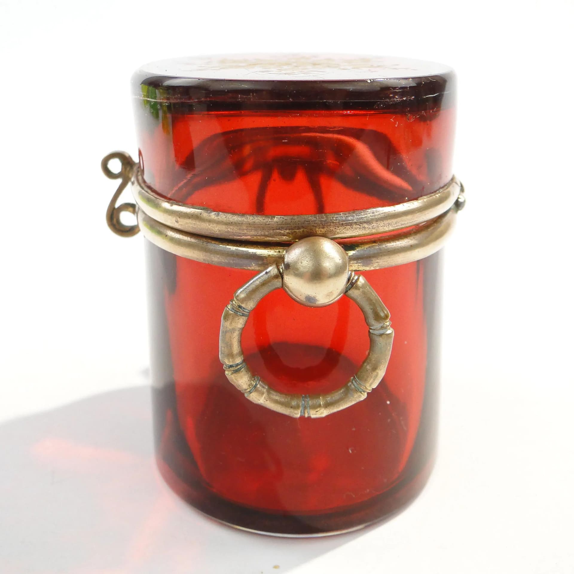 Elliptical Box Biedermeier, red, crystal glass, Czech Republic, 19th c. - 163169