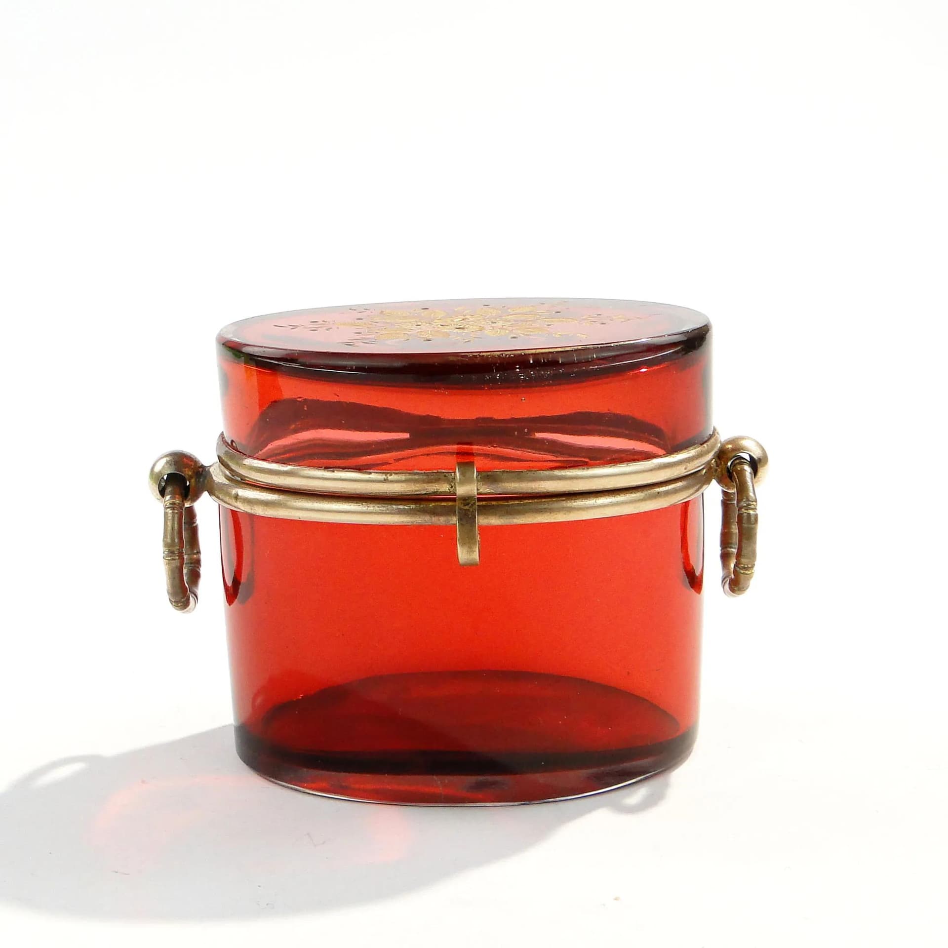 Elliptical Box Biedermeier, red, crystal glass, Czech Republic, 19th c. - 163165