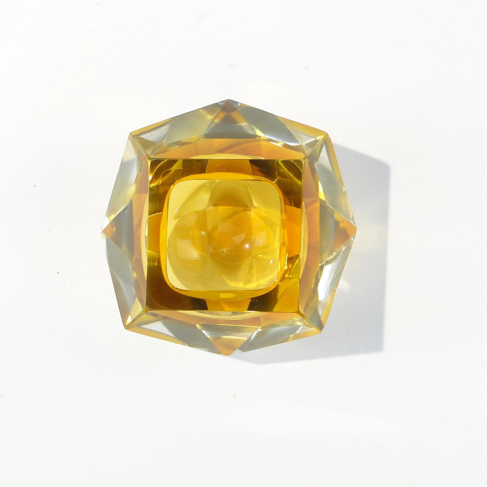 Decorative Bowl Mandruzatto, orange transparent yellow, crystal glass, Italy, 1950s. - 163104