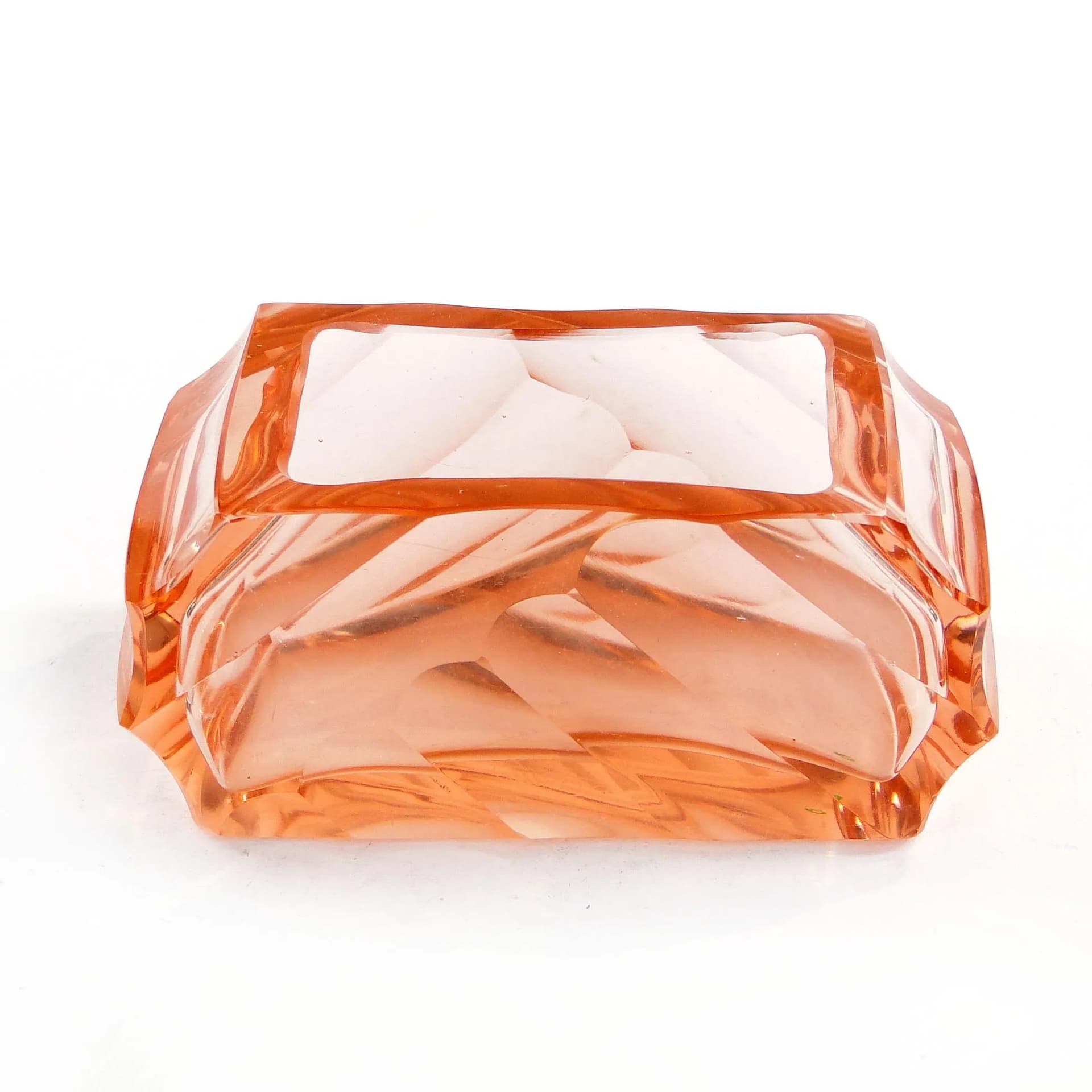 Business Card Holder Art Deco, pink crystal, Moser, Czech Republic, 1930s. - 10592