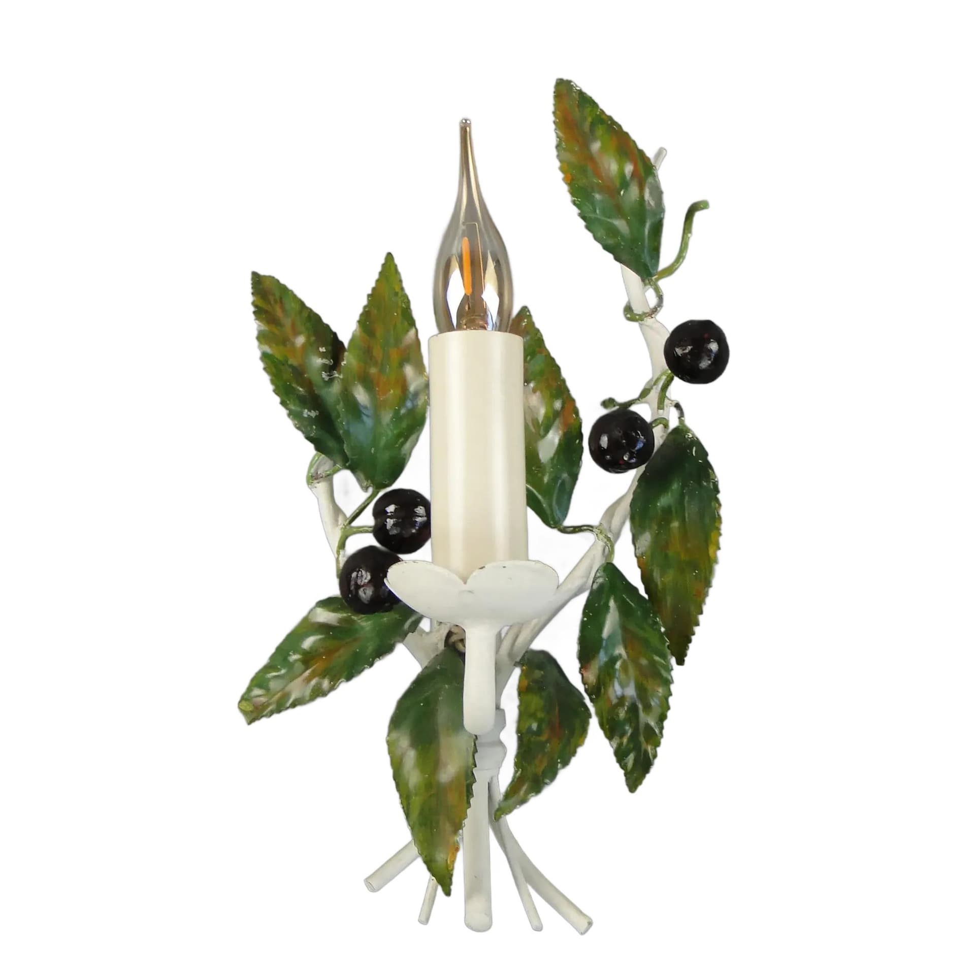 Floral wall sconce, multicolor, polychrome metal, Italy, 1970s.