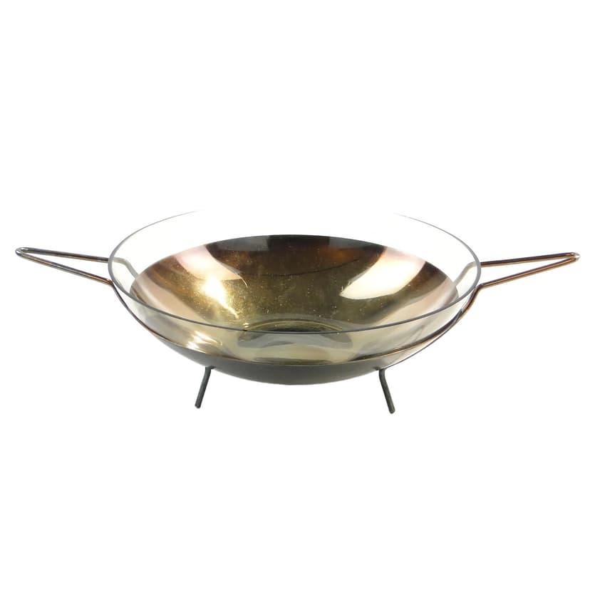 Patera New Look, szkło transparentne, metal, lata 50.