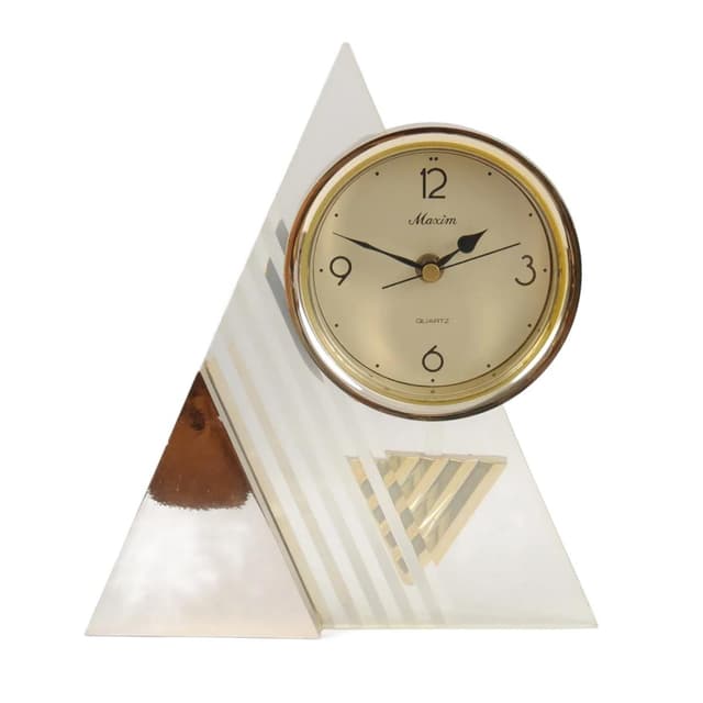 Zegar kominkowy Maxim, żółty gradient, plexi przezroczyste, Maxim, lata 80. - WYMIARY