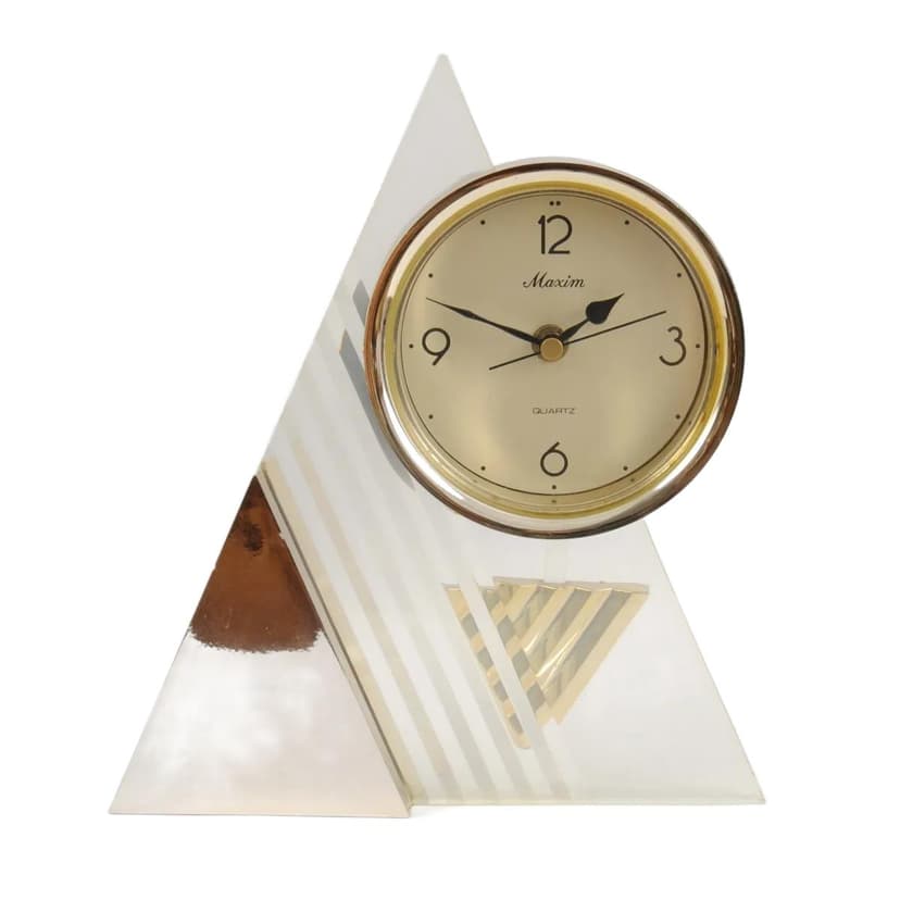 Zegar kominkowy Maxim, żółty gradient, plexi przezroczyste, Maxim, lata 80.