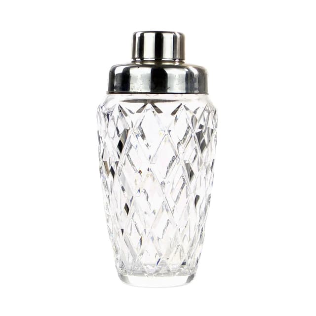 Shaker do drinków Art Deco, kryształ transparentny, platerowany metal, WMF, Niemcy, lata 50. - WYMIARY