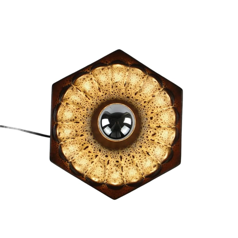 Kinkiet kaflowy, brązowy, ceramika, Honsel, Niemcy, lata 60.