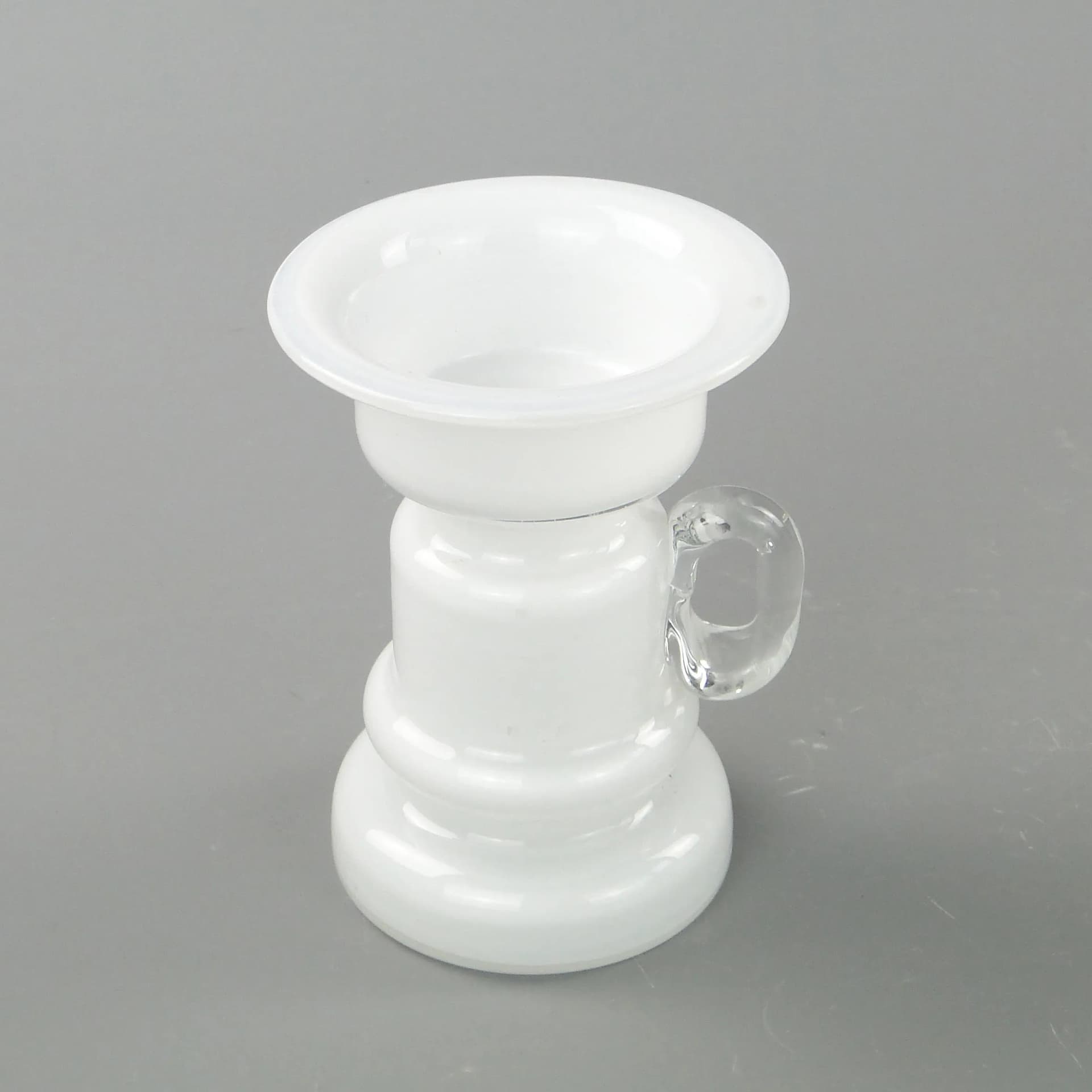 Wazon z uchem, szkło biały, szkło transparentny, proj. J. Słuczan-Orkusz, Polska, lata 80. - 162945