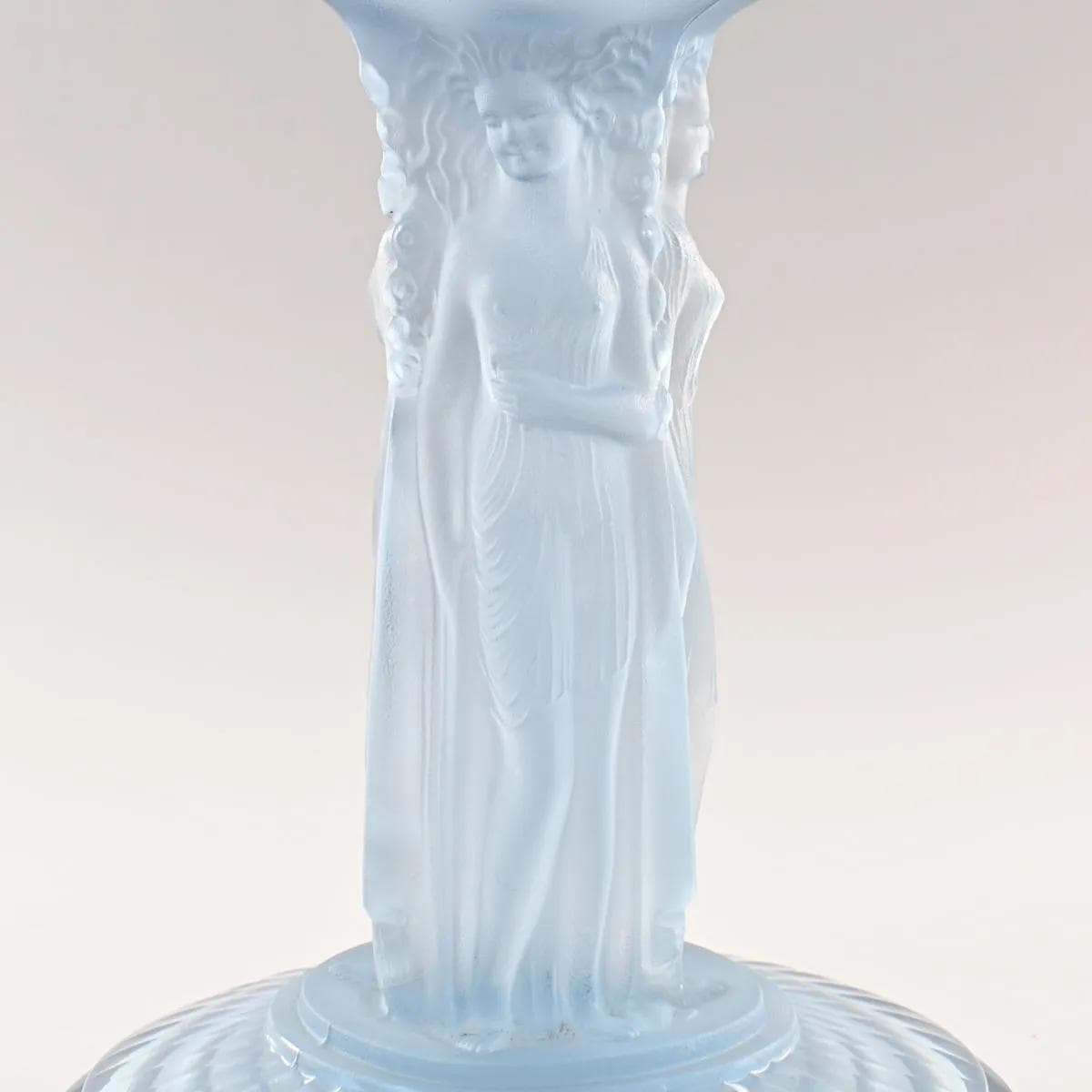 Centerpiece Three Graces, turquoise glass, by E. Franckhauser, Jobling, United Kingdom, 1930s. - 162301