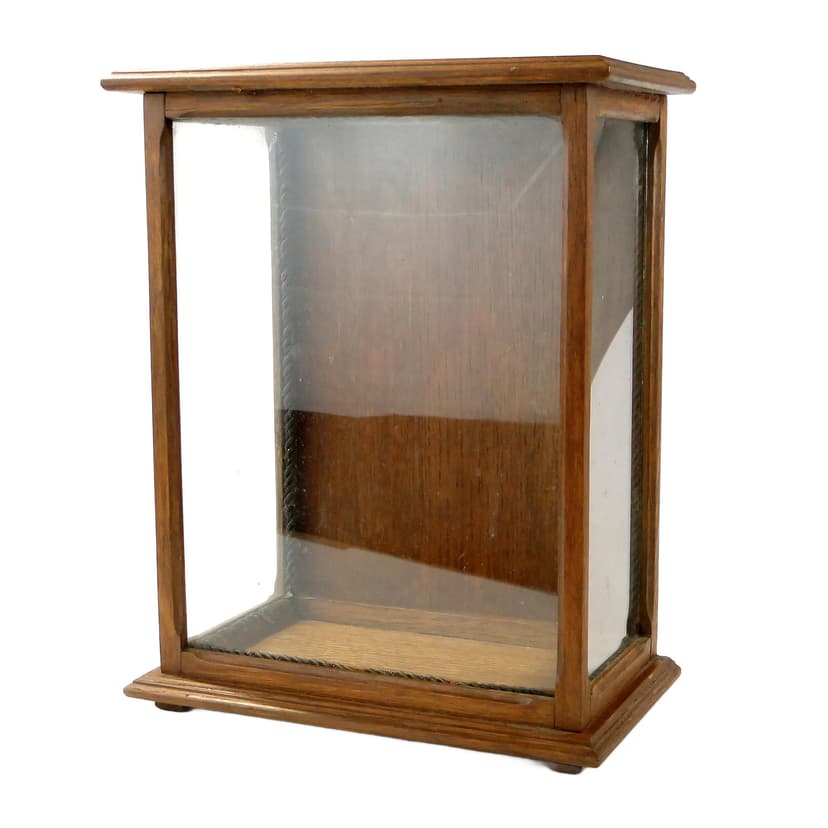 Gablotka, mahoń brązowy, szkło transparentne, Francja, lata 40.