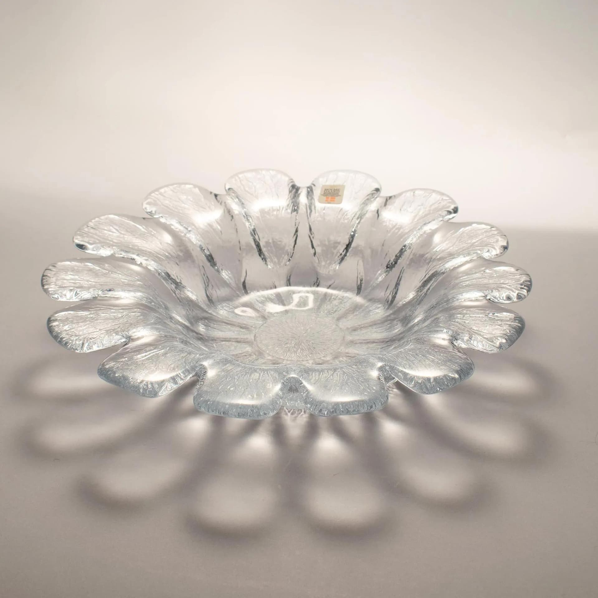 Glass centerpiece, transparent, by S. Werner, Holmegaard, Denmark, 1980s. - 162274