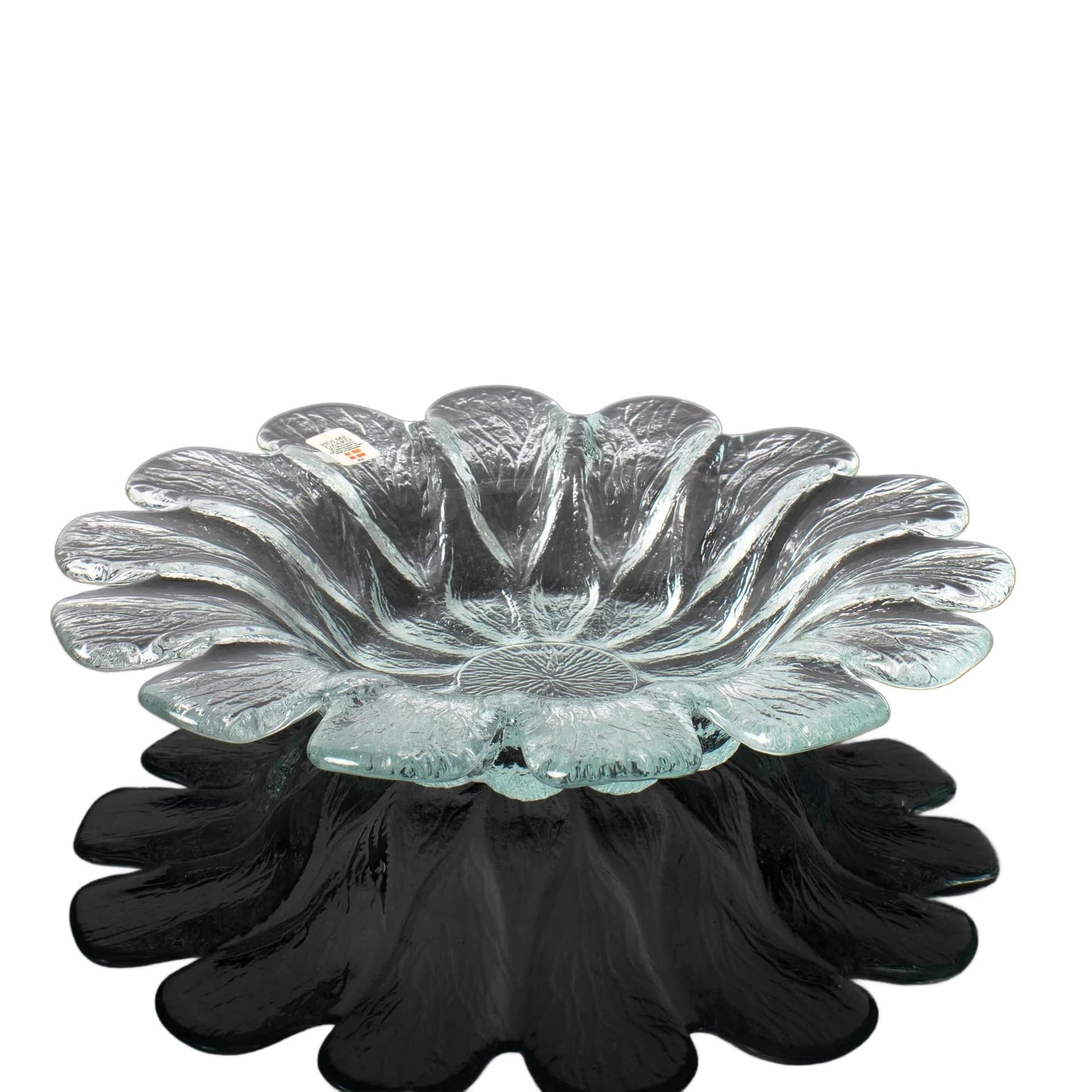 Glass centerpiece, transparent, by S. Werner, Holmegaard, Denmark, 1980s.