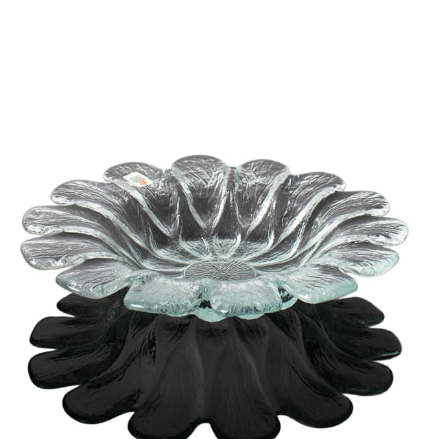 Glass centerpiece, transparent, by S. Werner, Holmegaard, Denmark, 1980s. - DIMENSION