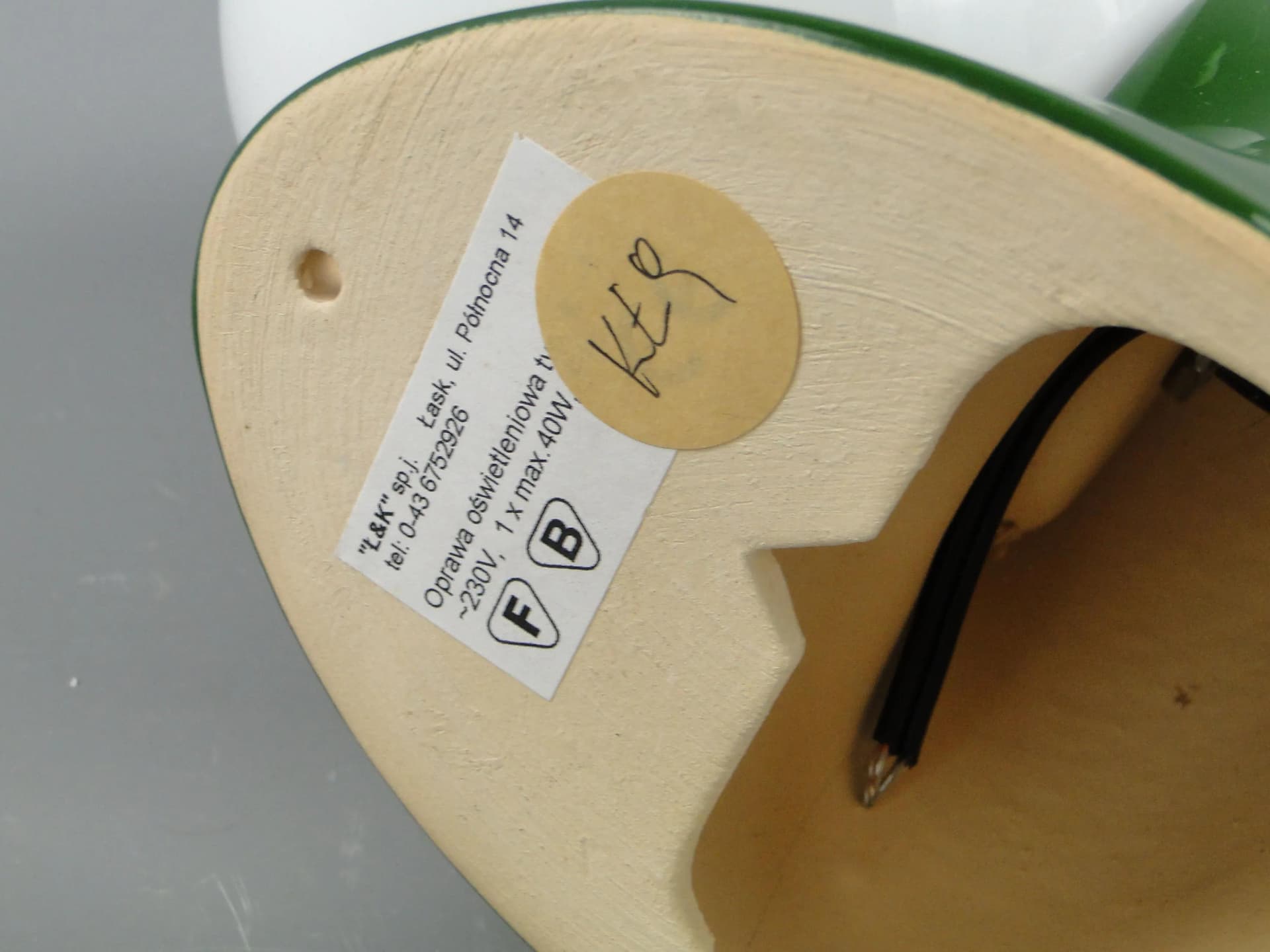 Pair of wall sconces, green ceramics, white glass, Poland, 1970s. - 162828