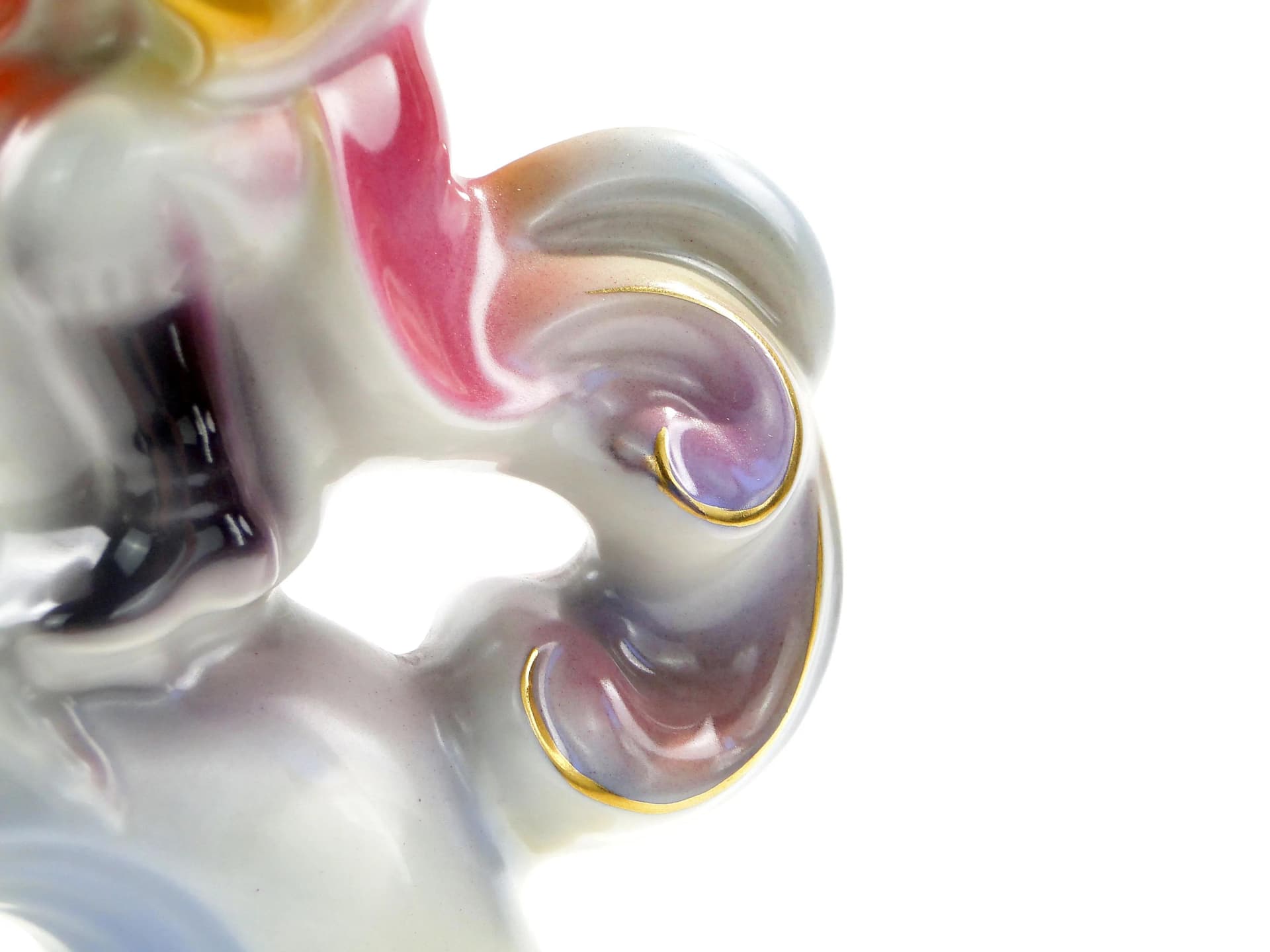 Figura Twardowski na kogucie, multikolor, porcelana, proj. T. Szafran, Ćmielów, Polska, lata 30. - 162816