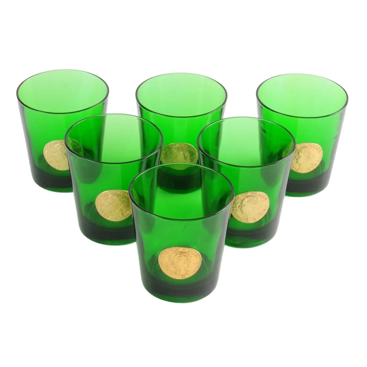 Set of glasses Byrrh, green glass, Italy, 1970s.