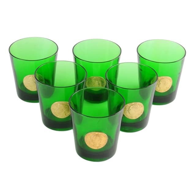 Set of glasses Byrrh, green glass, Italy, 1970s. - DIMENSION