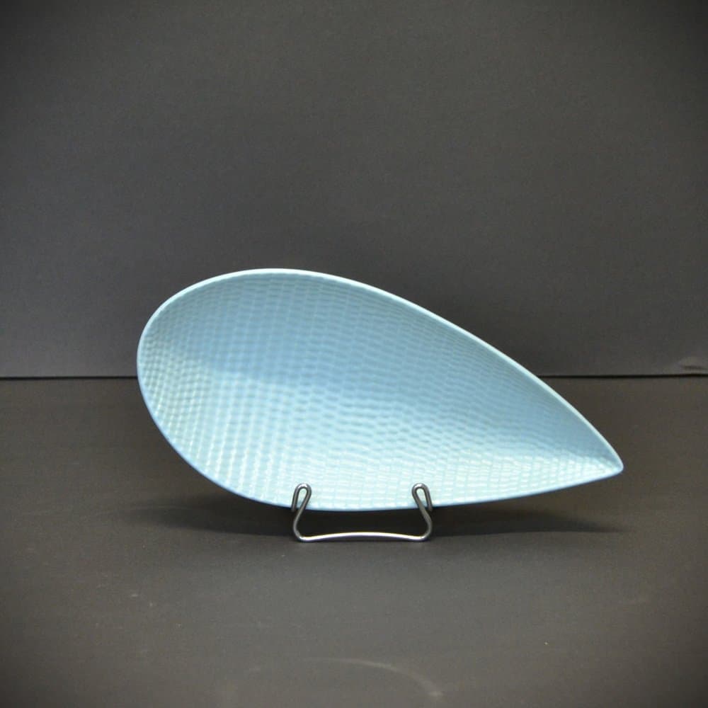 Bladoniebieska ceramiczna misa w kształcie liścia, proj. S. Lindberg dla Gustavsberg, Szwecja, lata 50. - 23