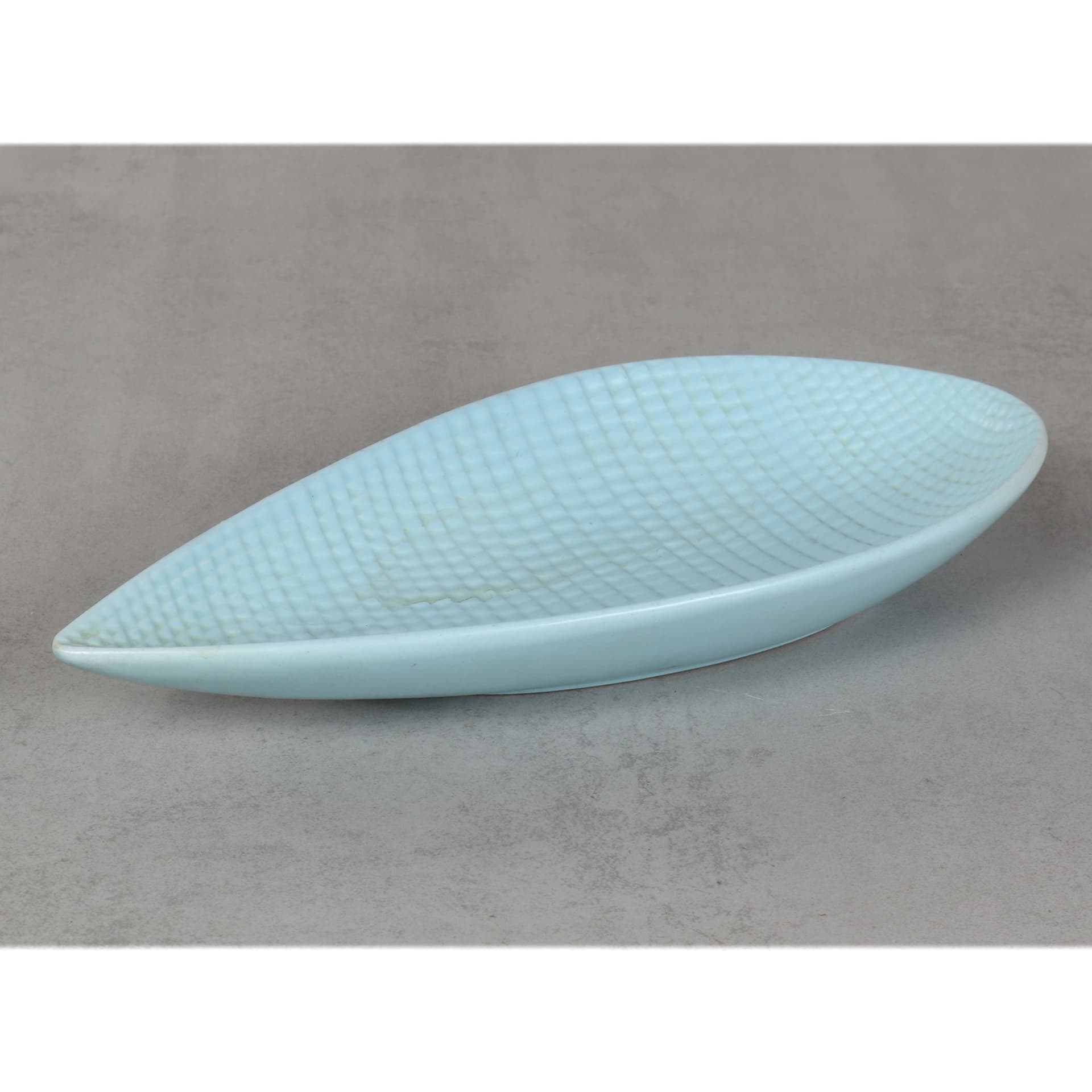 Bladoniebieska ceramiczna misa w kształcie liścia, proj. S. Lindberg dla Gustavsberg, Szwecja, lata 50. - 19