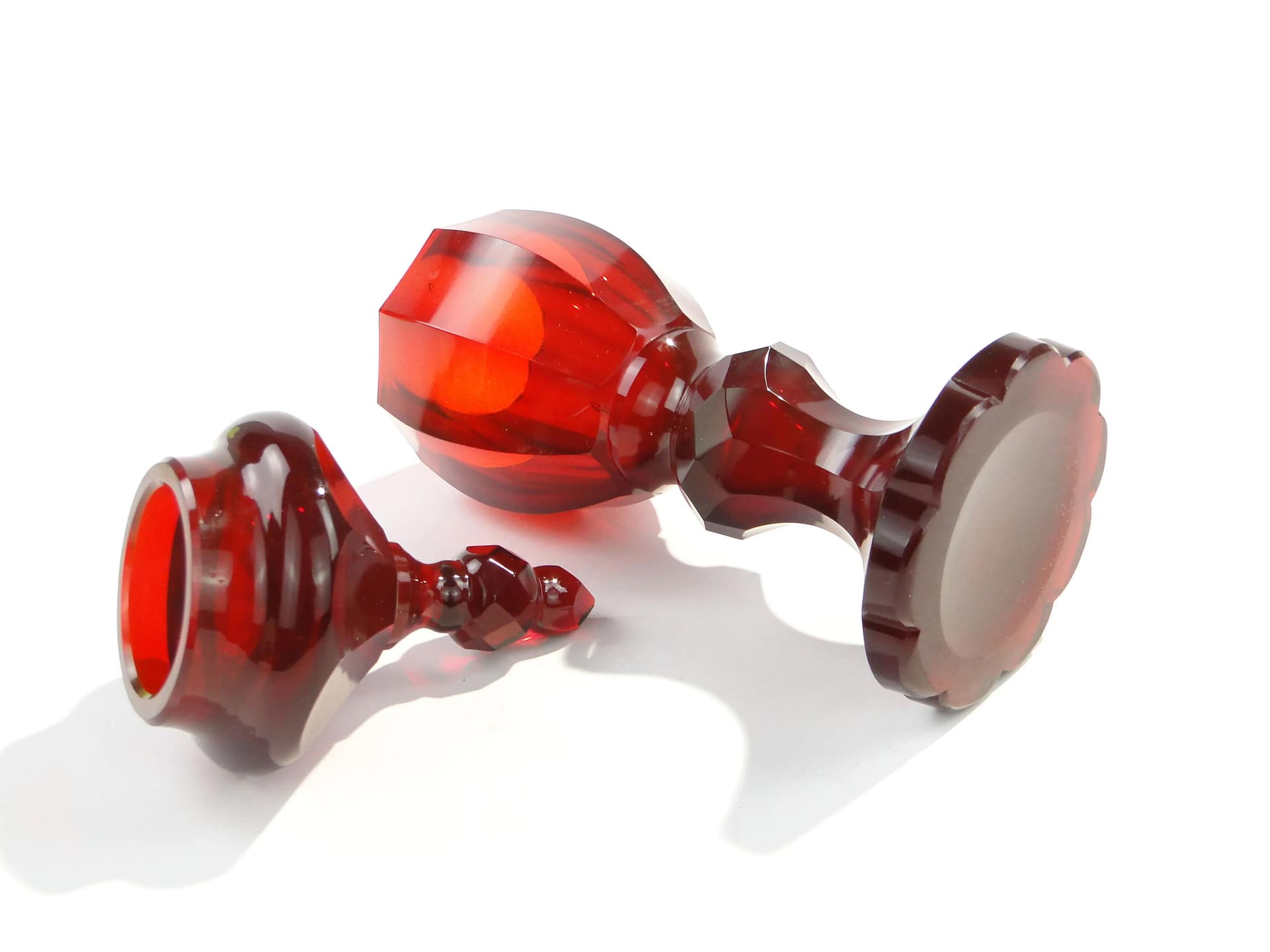 Goblet Art Deco, ruby red, crystal, Poland, 1920s - 162763