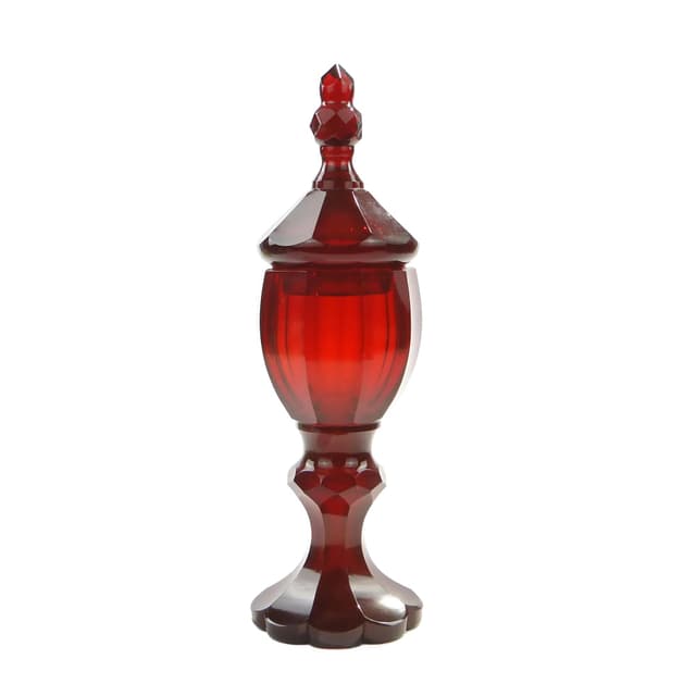 Goblet Art Deco, ruby red, crystal, Poland, 1920s - DIMENSION