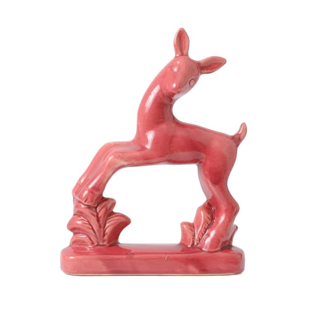 Figurka art deco, różowy, ceramika, Belgia, lata 30. - WYMIARY